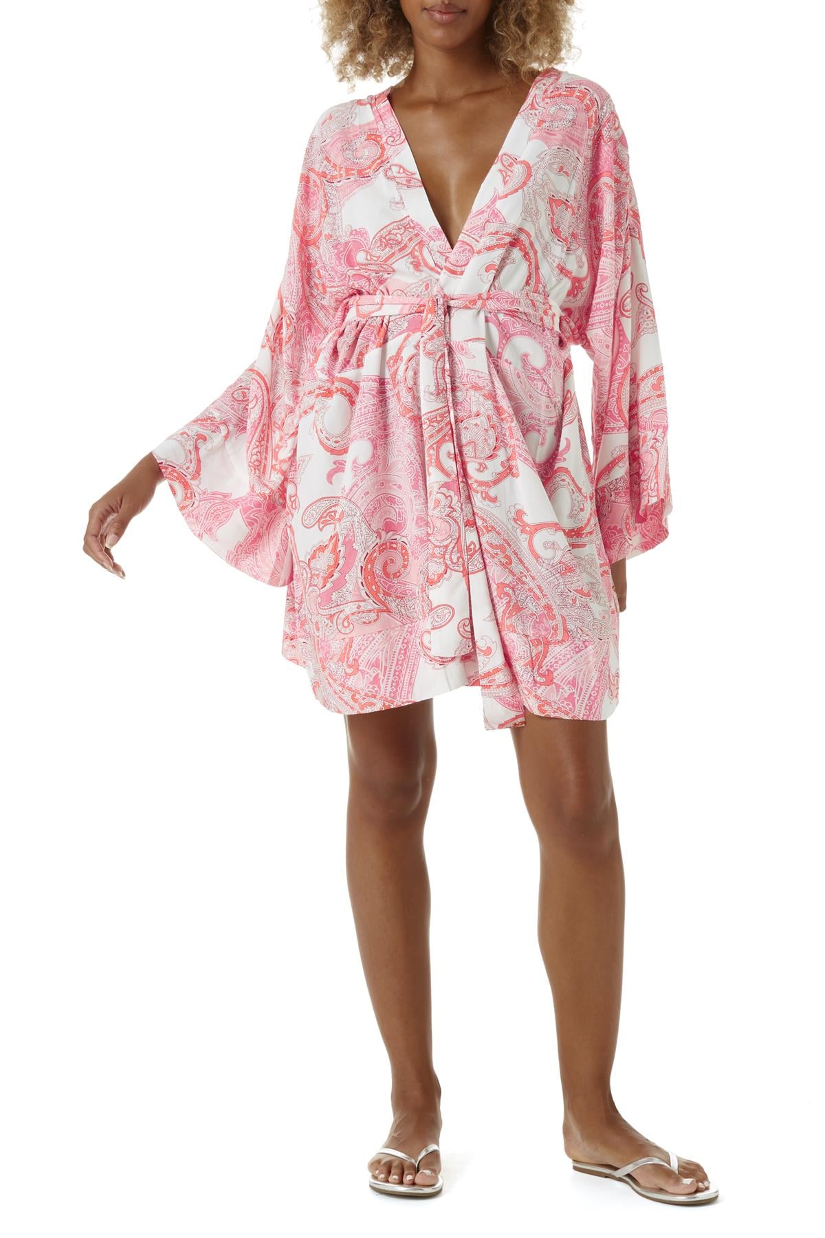 Melissa OdabashPembe Şal Desen Kaftan