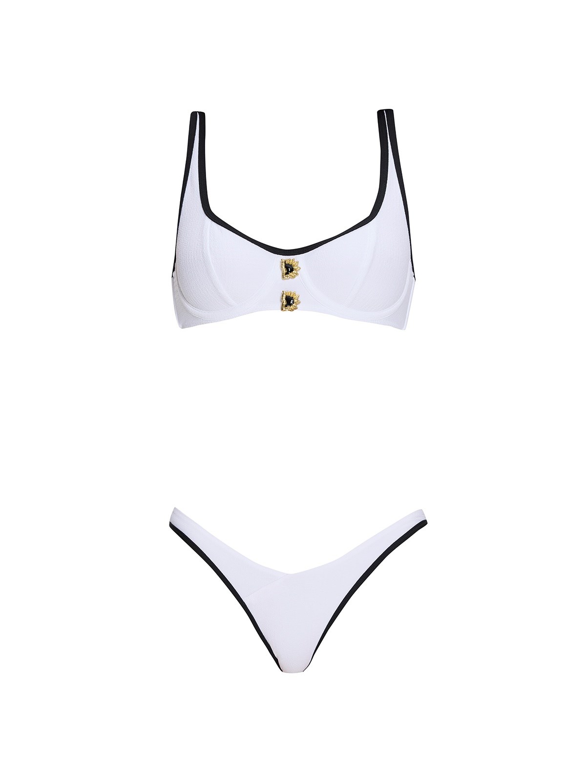MOEVABeyaz Gold Tokalı Bikini Üstü