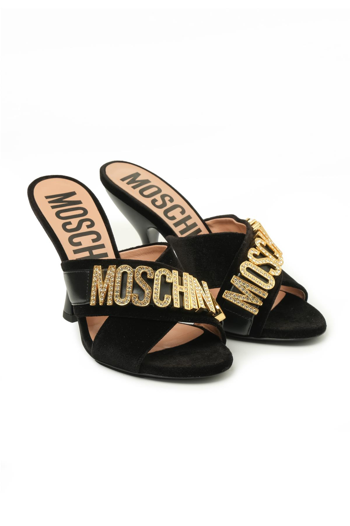 Moschino ShoesDeri Geçişli Süet Topuklu Terlik