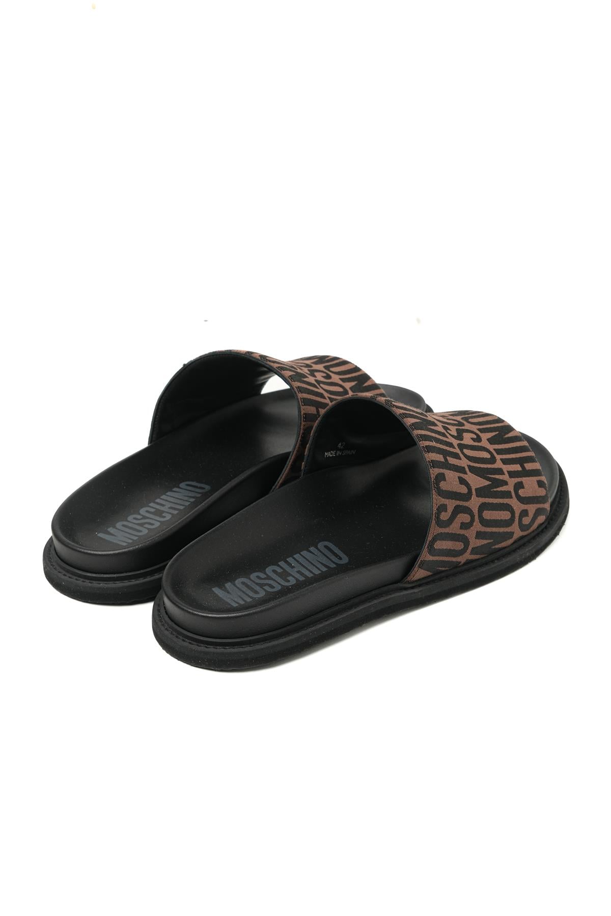 Moschino ShoesKahverengi Logo Erkek Terlik