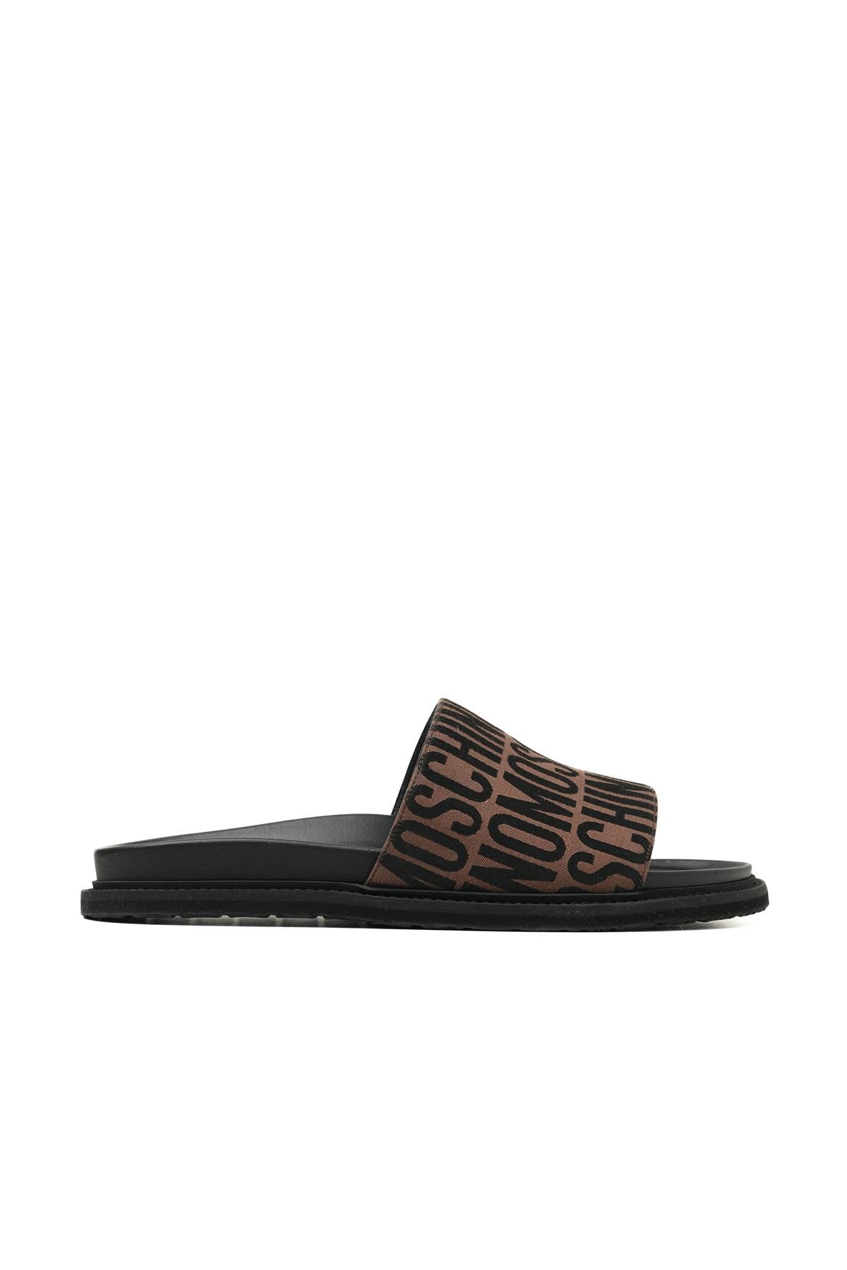 Moschino ShoesKahverengi Logo Erkek Terlik
