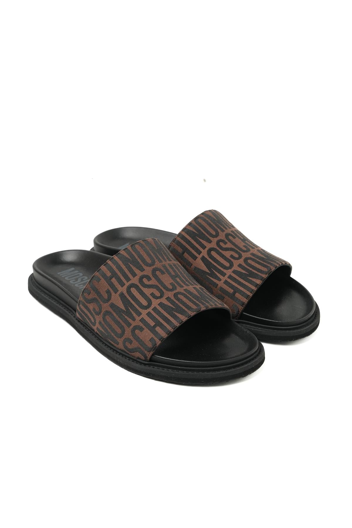 Moschino ShoesKahverengi Logo Erkek Terlik