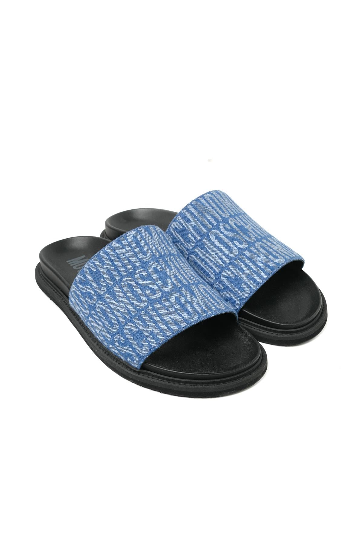 Moschino ShoesMavi Logo Erkek Terlik