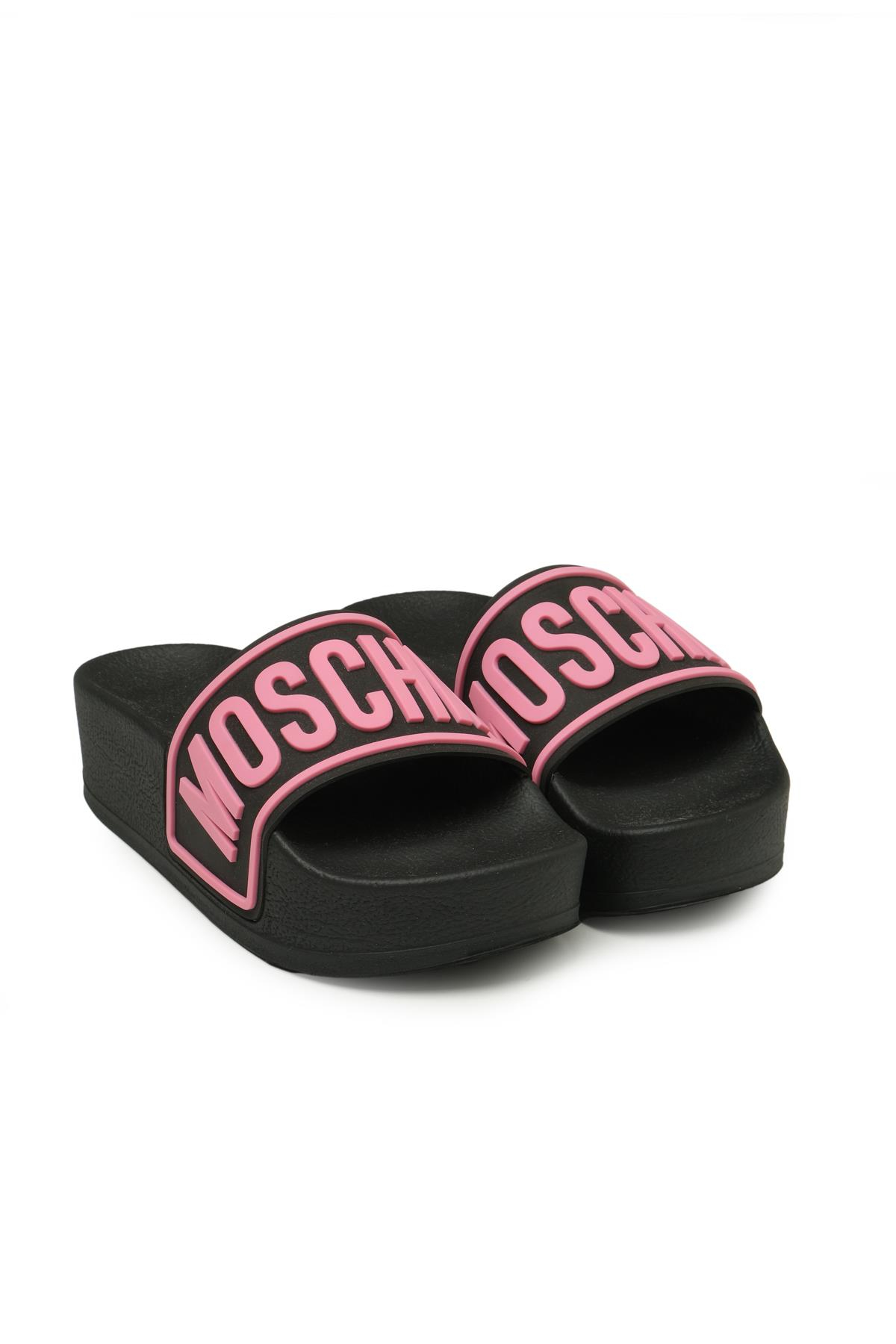 Moschino ShoesPembe Logo Platform Tabanlı Terlik