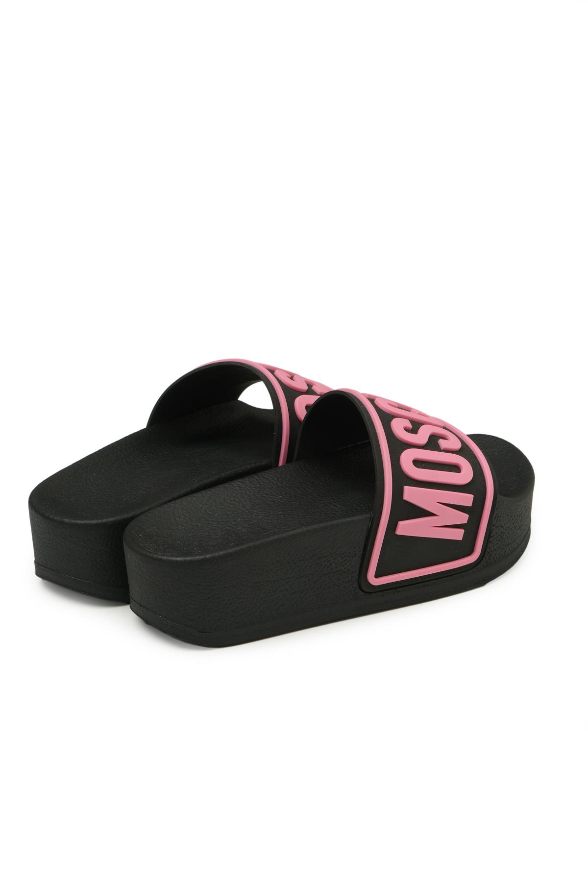 Moschino ShoesPembe Logo Platform Tabanlı Terlik