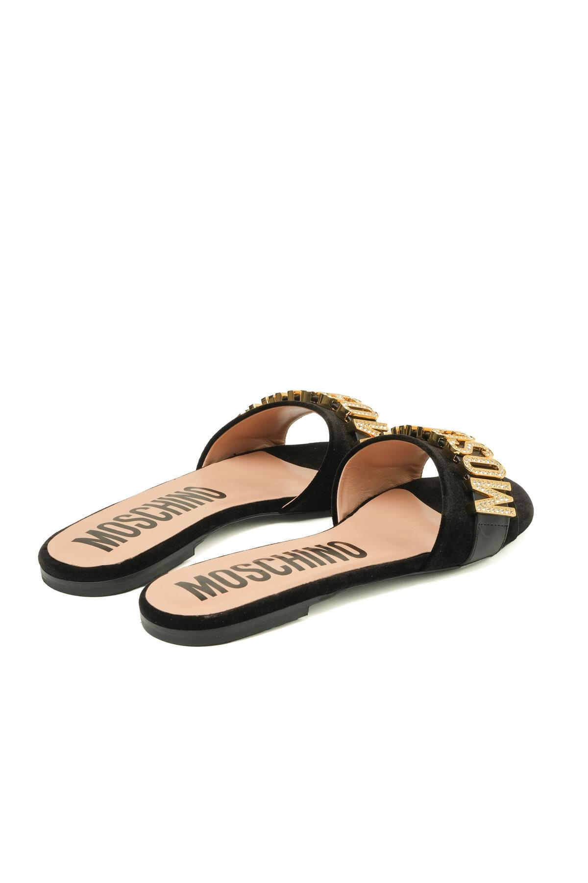 Moschino ShoesSiyah Deri Geçişli Süet Kadın Terlik
