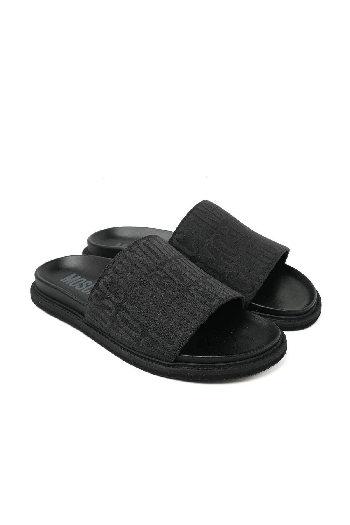 Moschino ShoesSiyah Logo Erkek Terlik