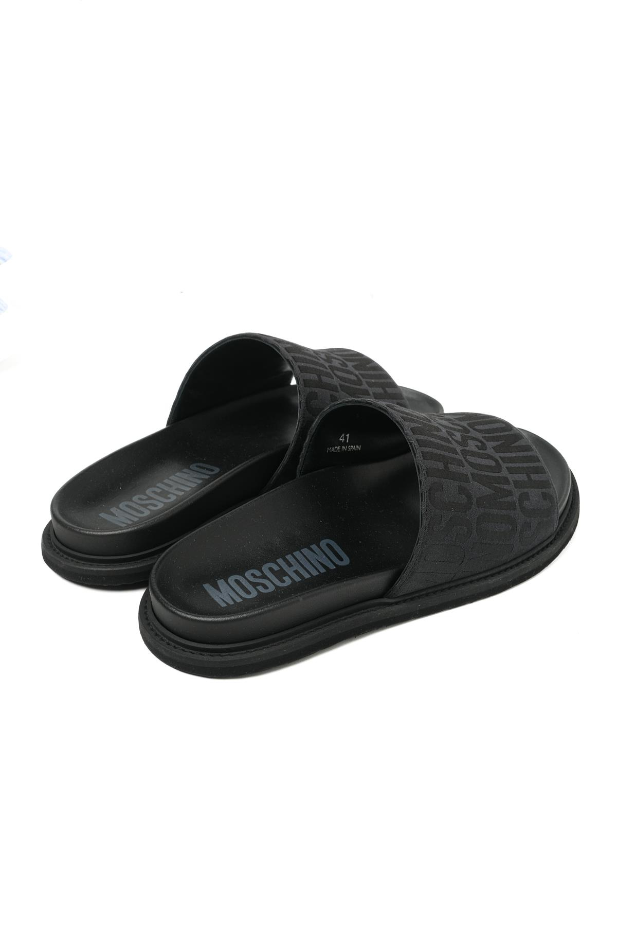 Moschino ShoesSiyah Logo Erkek Terlik