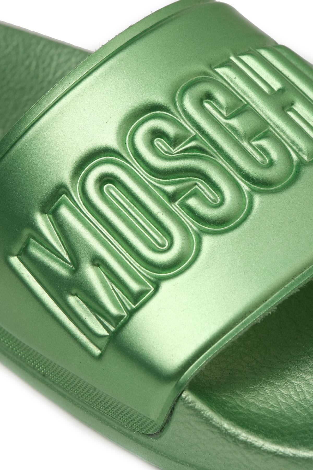 Moschino ShoesYeşil Metalik Platform Tabanlı Terlik