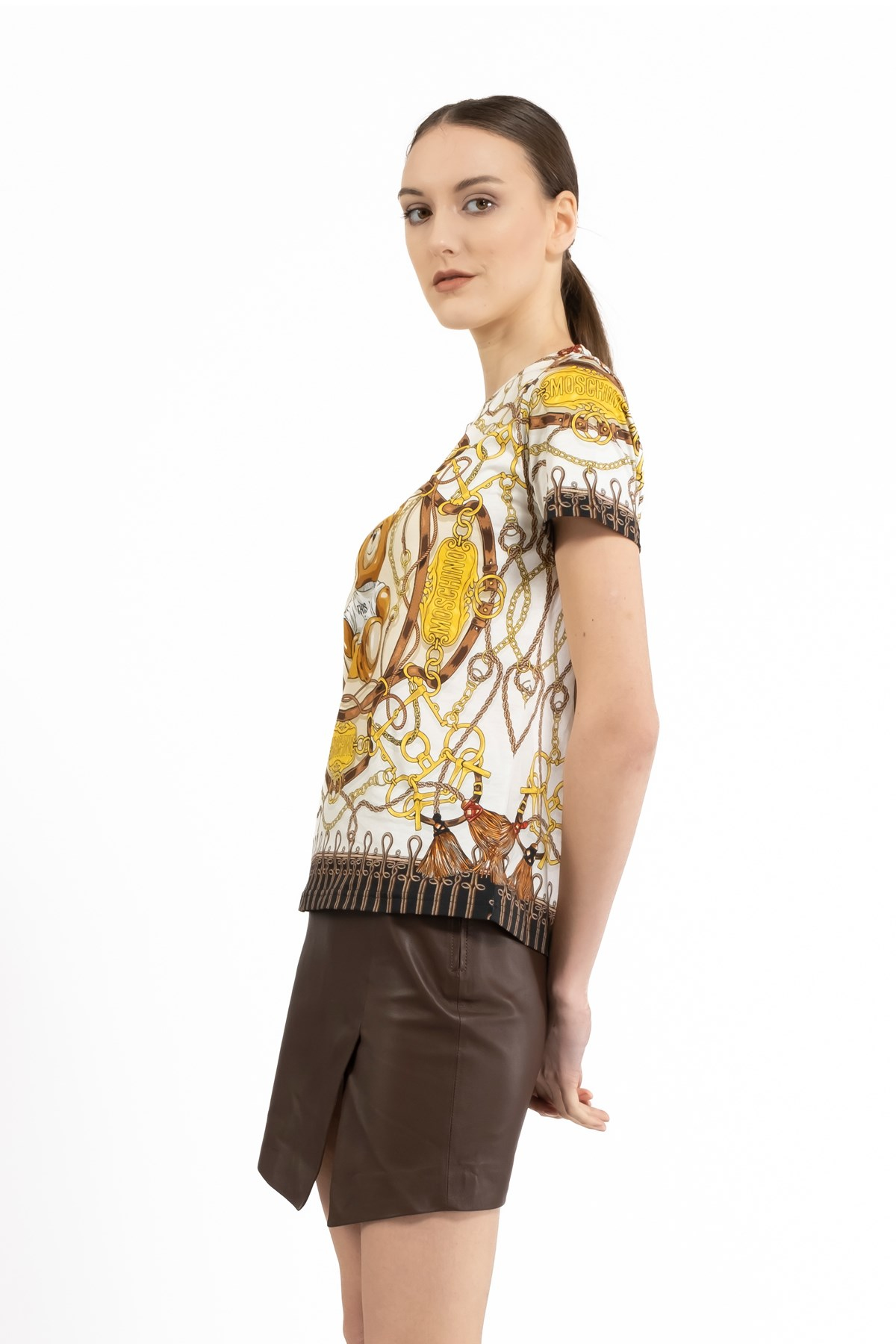 MoschinoDesenli Bisiklet Yaka T-shirt
