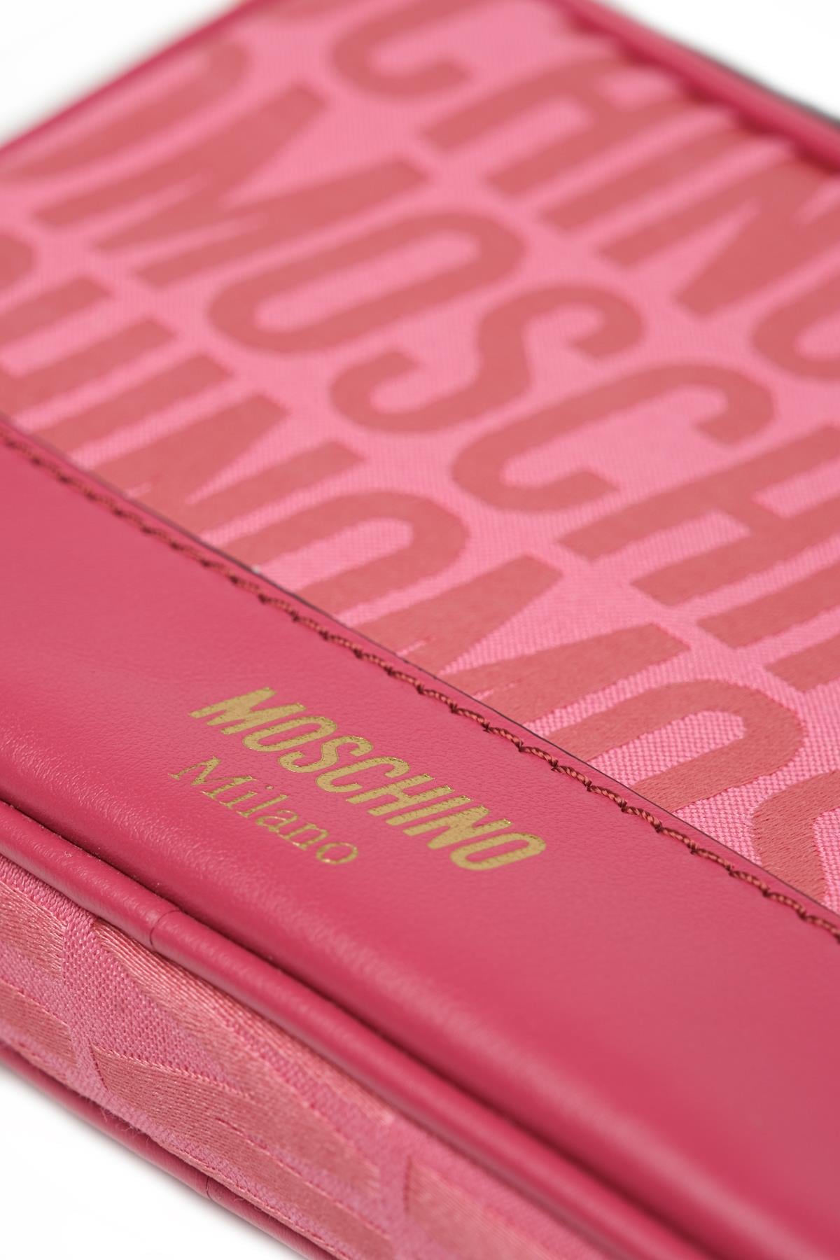 MoschinoGold Zincirli Pembe Logo Omuz Çantası