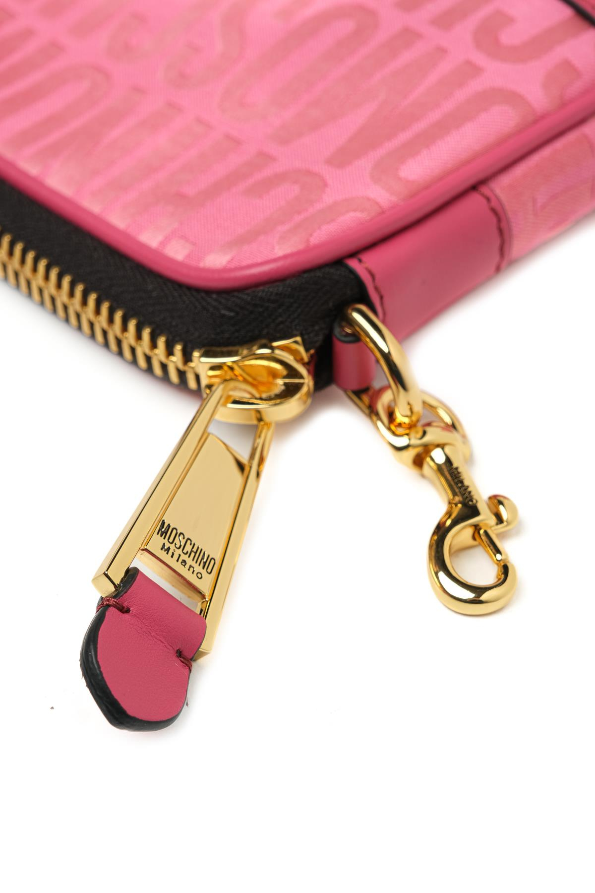 MoschinoGold Zincirli Pembe Logo Omuz Çantası