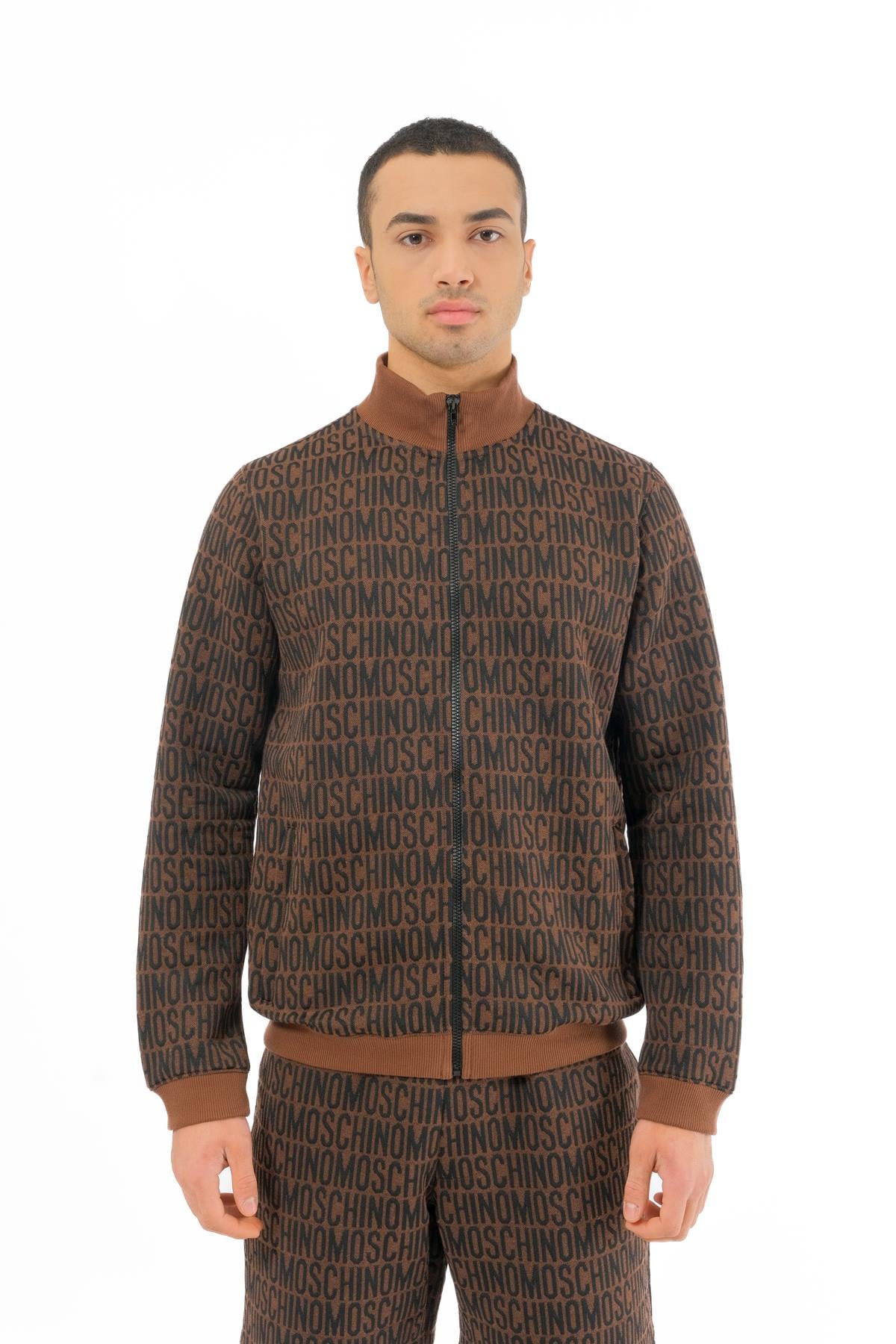 MoschinoKahverengi Logo Fermuarlı Sweatshirt