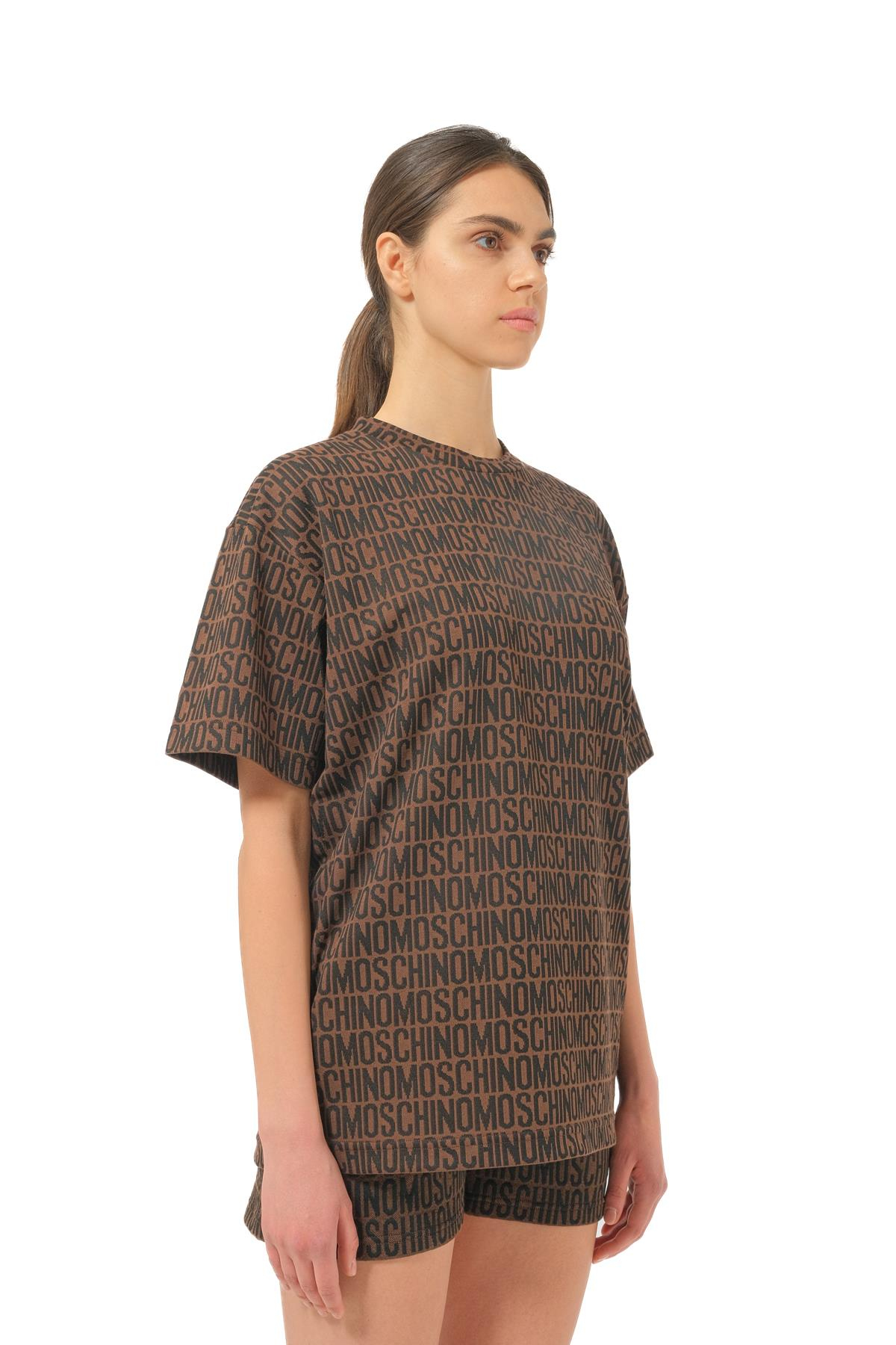 MoschinoKahverengi Logo Kadın Oversize T-shirt