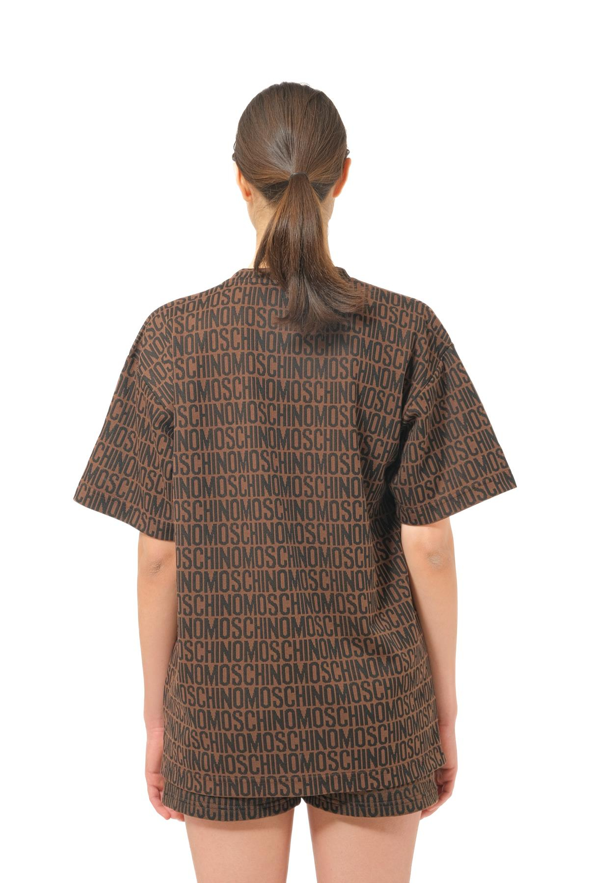 MoschinoKahverengi Logo Kadın Oversize T-shirt