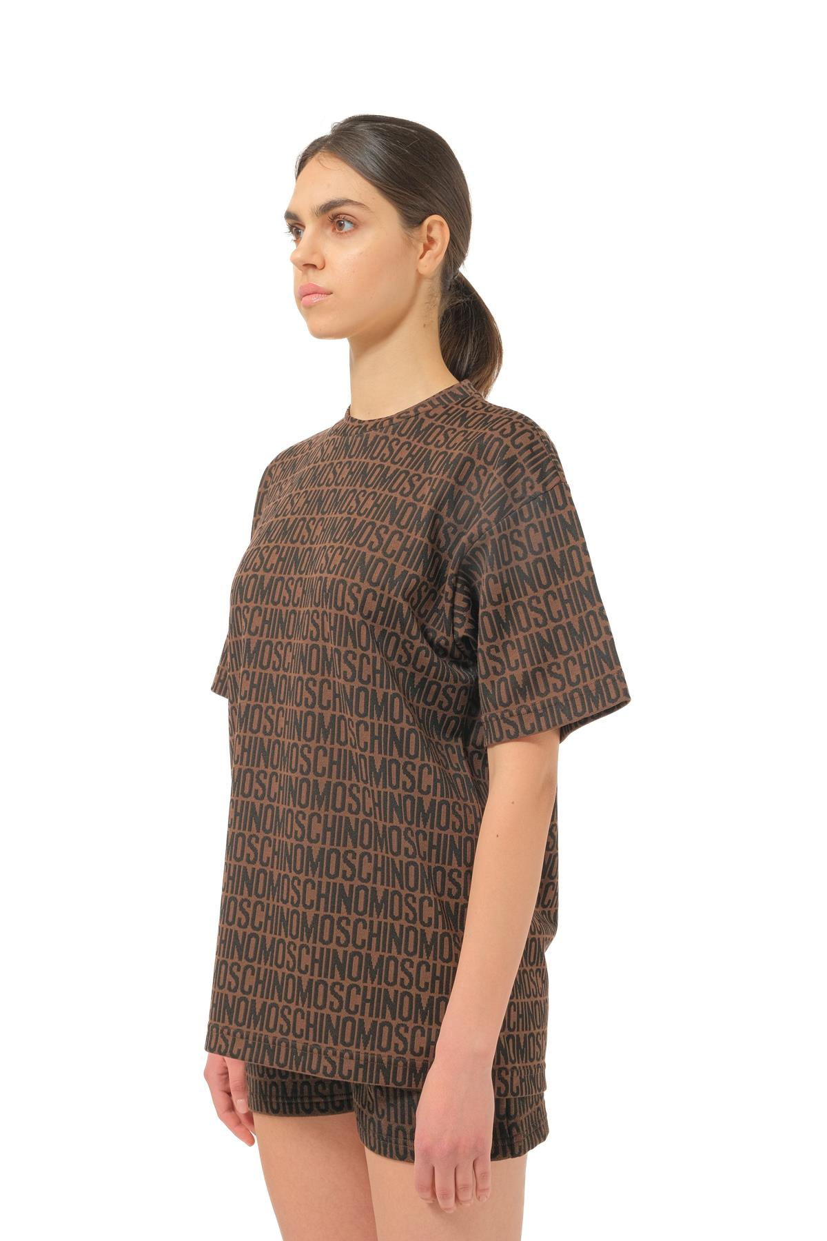MoschinoKahverengi Logo Kadın Oversize T-shirt
