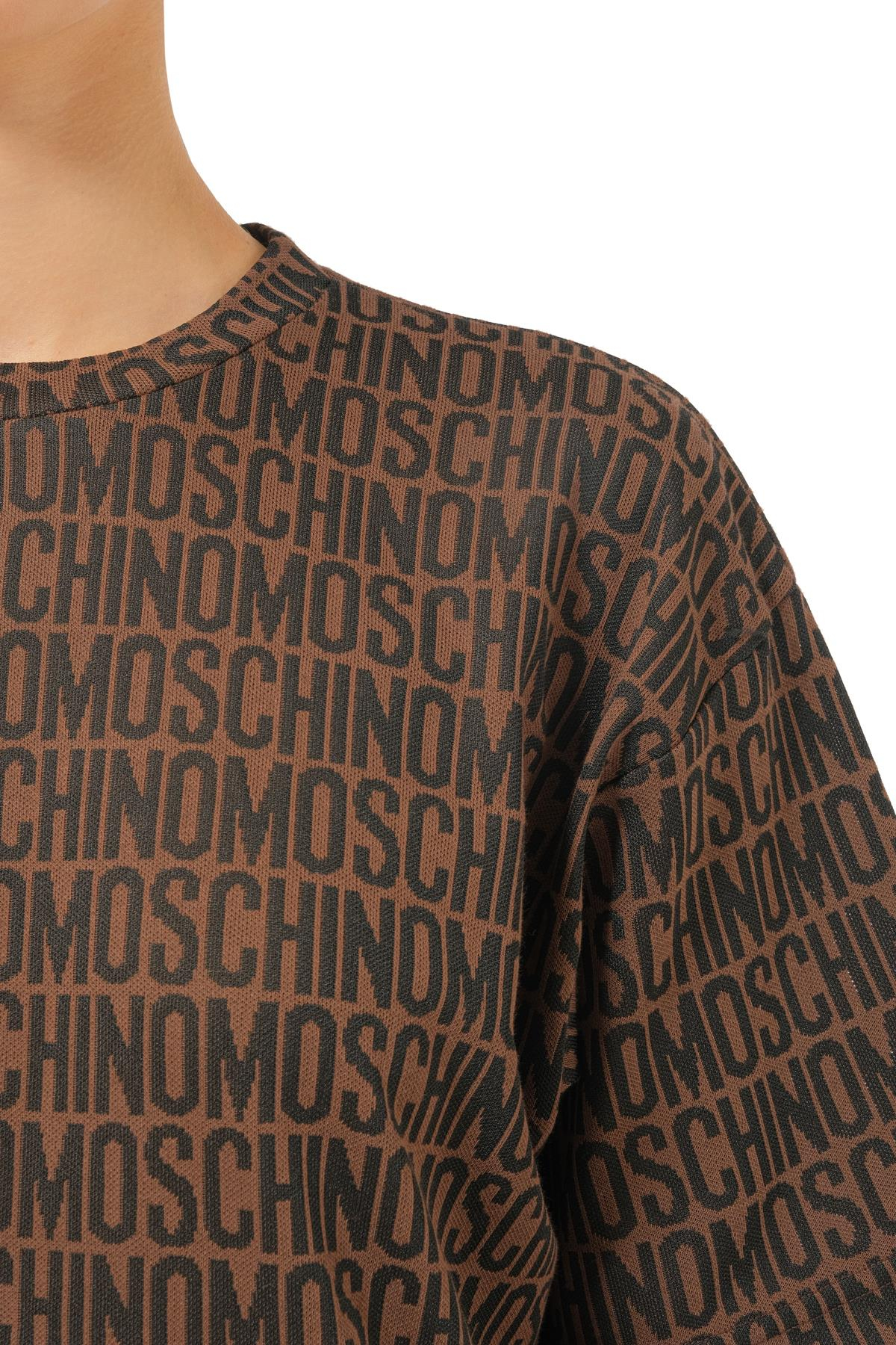 MoschinoKahverengi Logo Kadın Oversize T-shirt