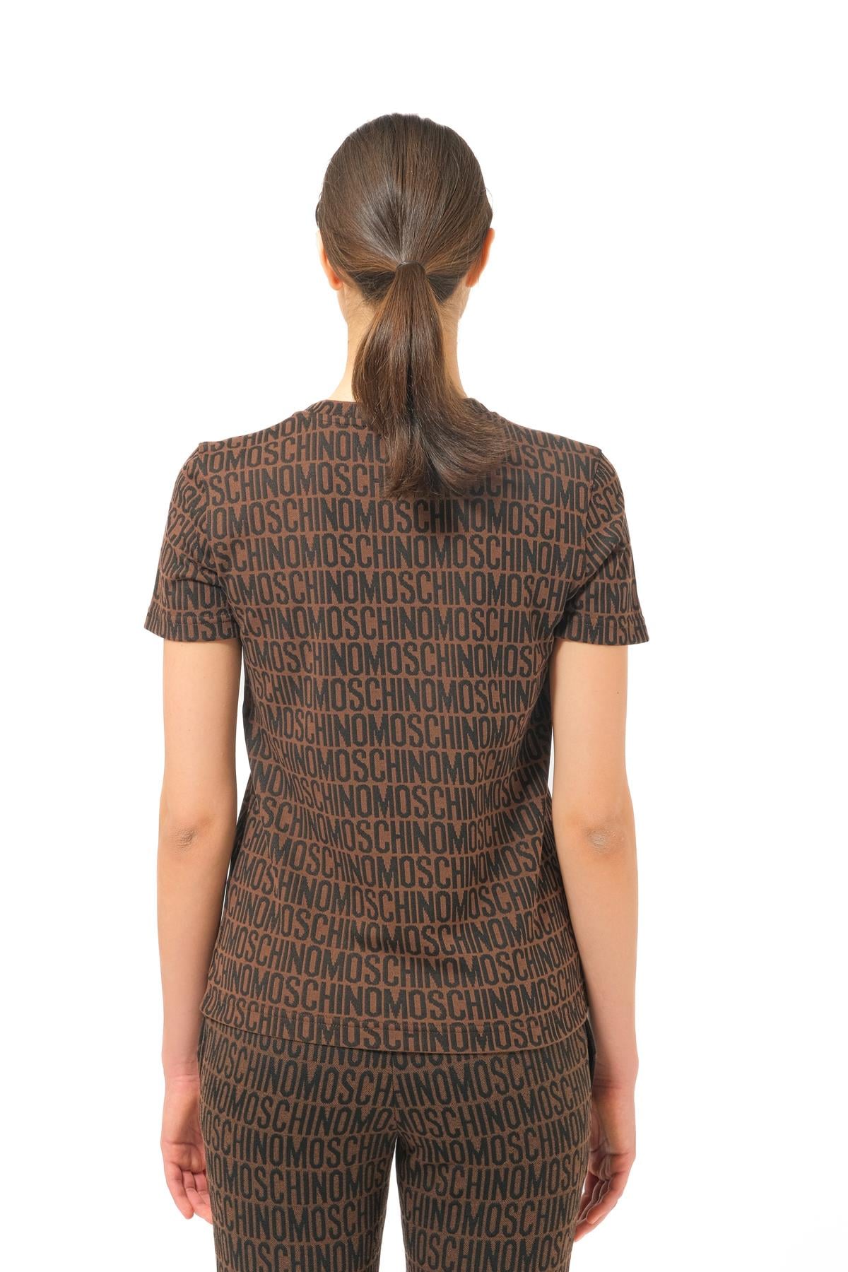 MoschinoKahverengi Logo Kadın T-shirt