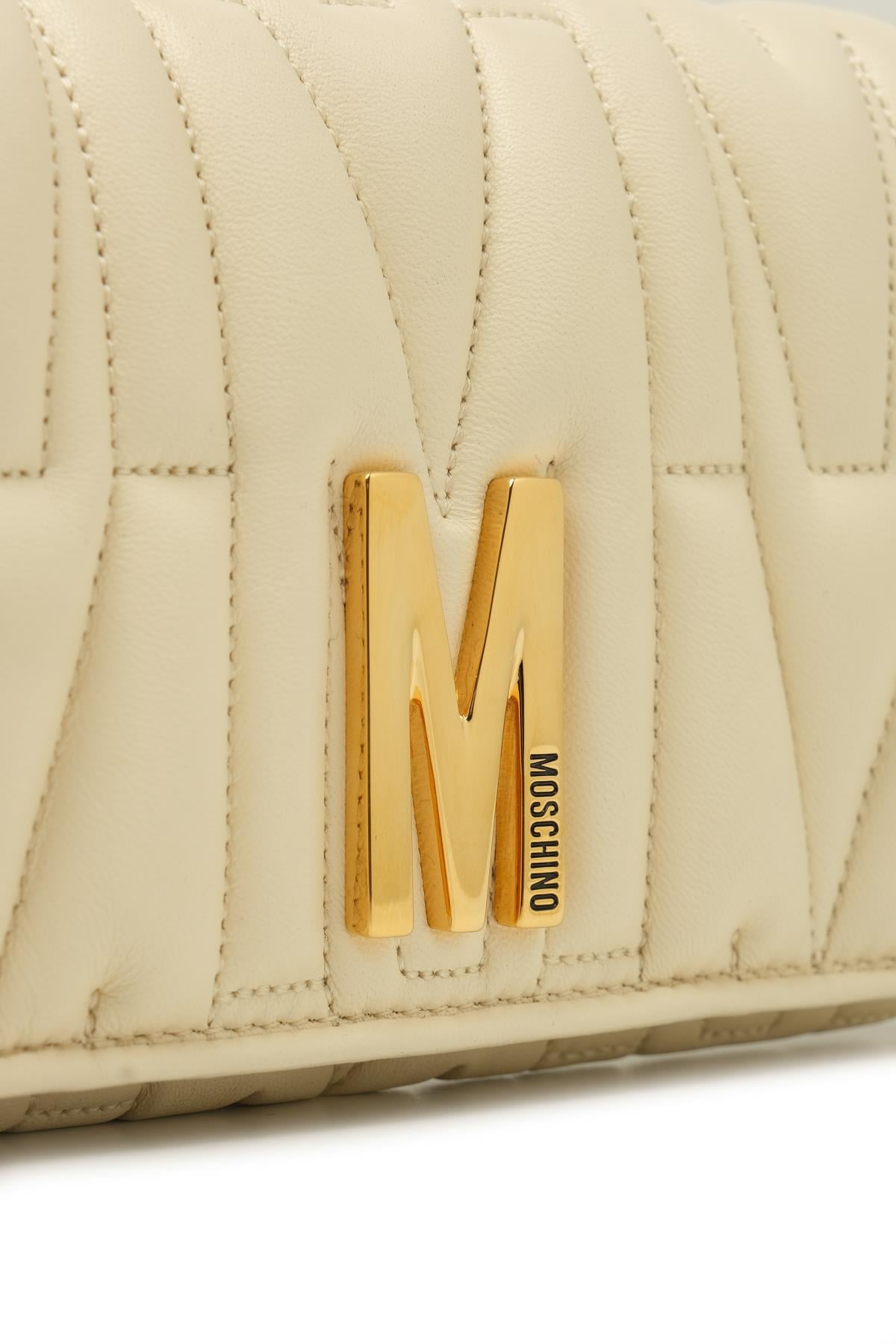 MoschinoKrem Deri Zincir Askılı Çanta
