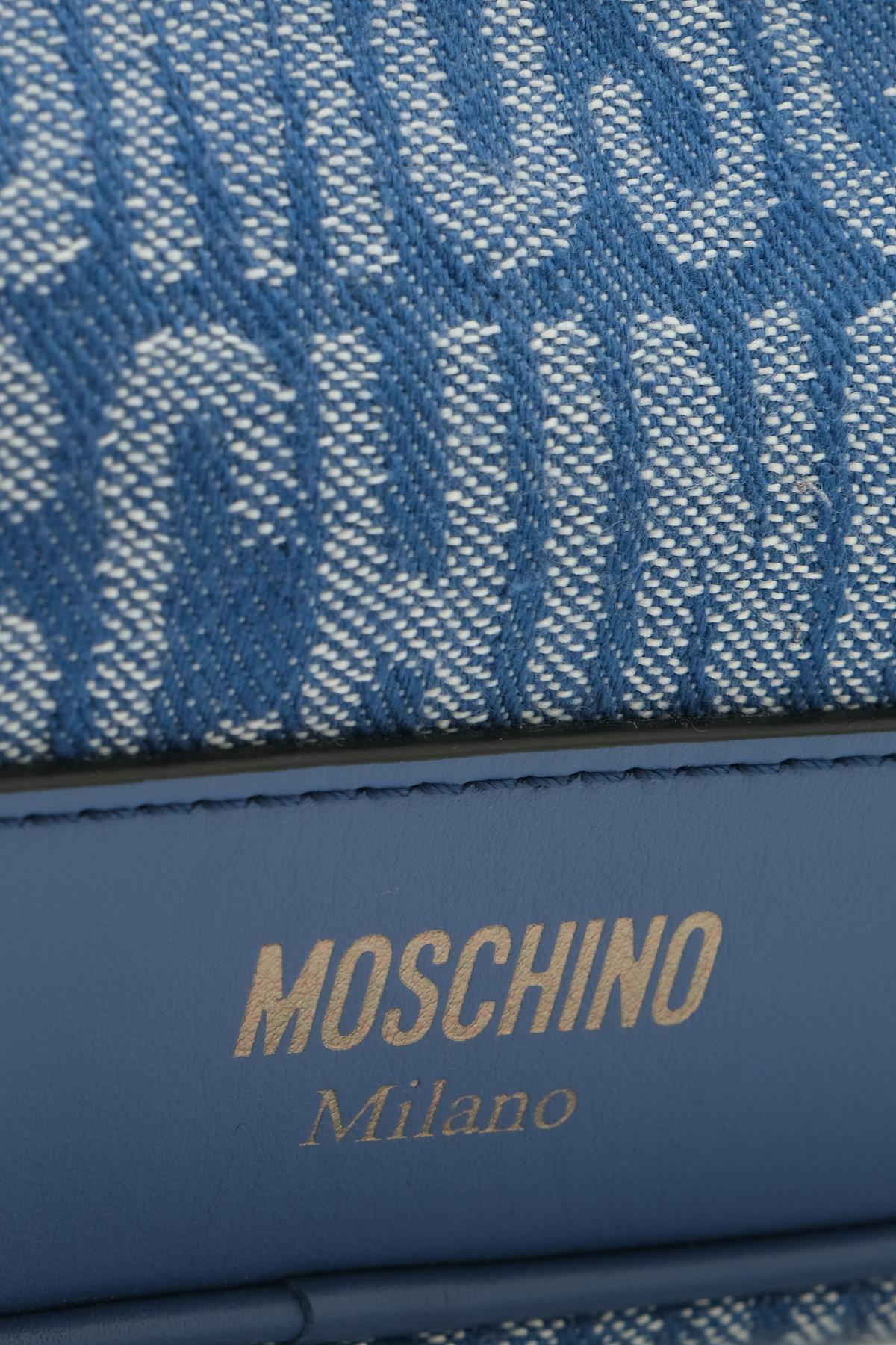 MoschinoMavi Logo Desen Tıraş Çantası