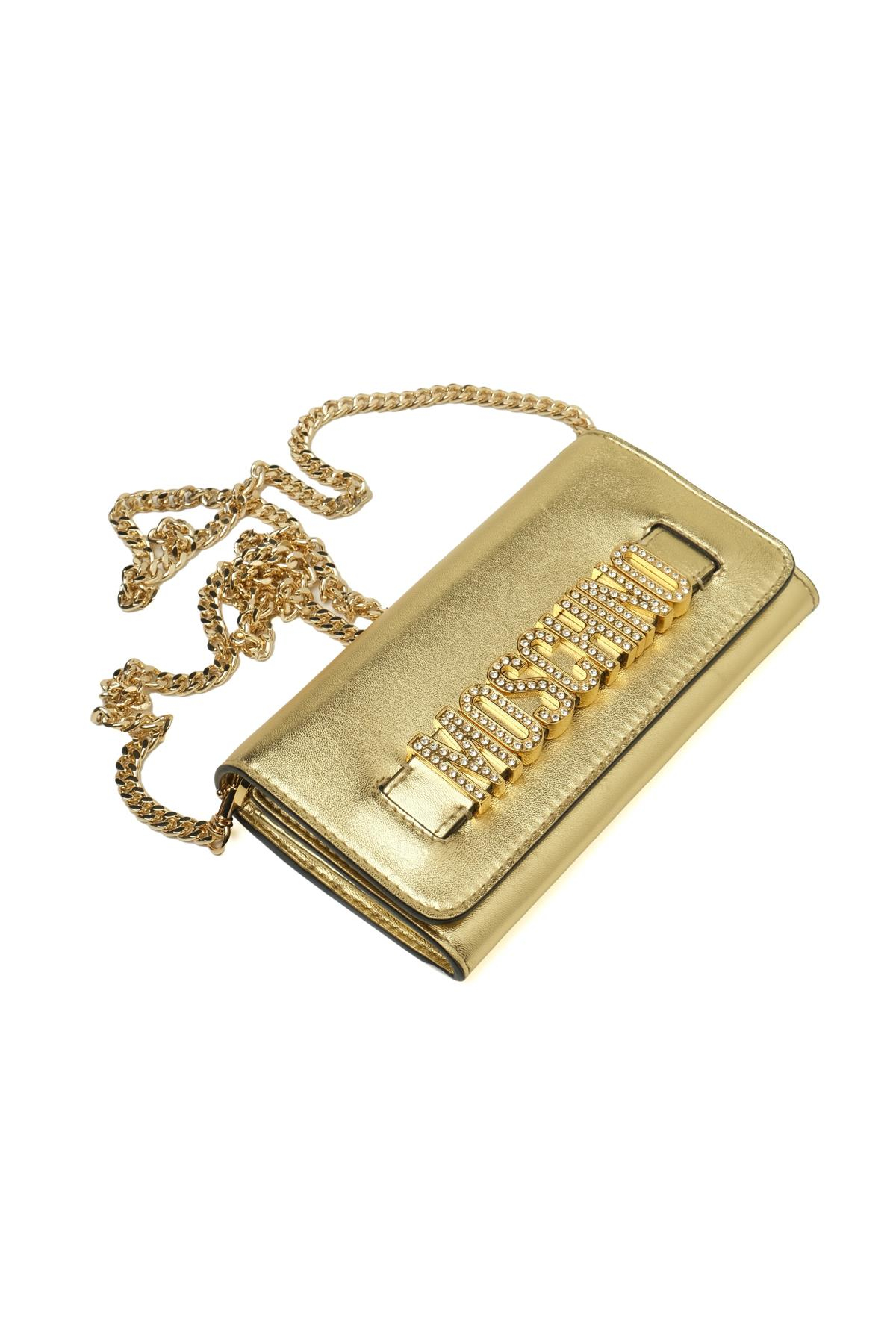 MoschinoMetalik Gold Çıkarılabilir Askılı Çanta