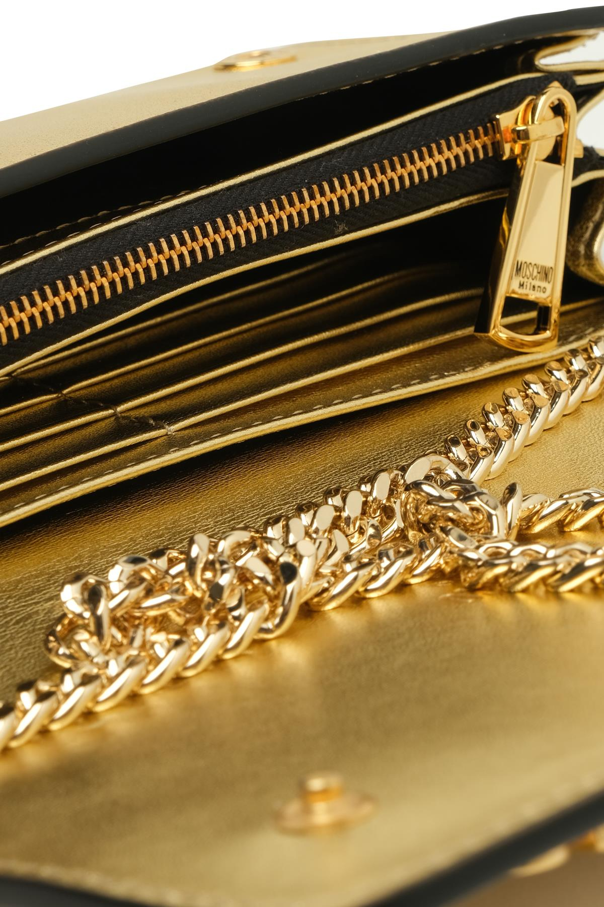 MoschinoMetalik Gold Çıkarılabilir Askılı Çanta