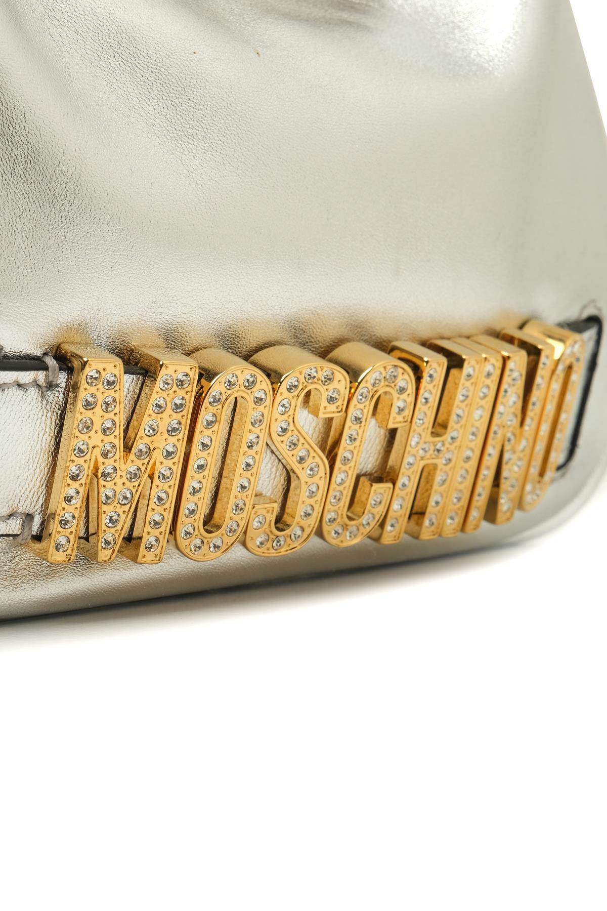 MoschinoMetalik Gümüş Zincir Askılı Omuz Çantası