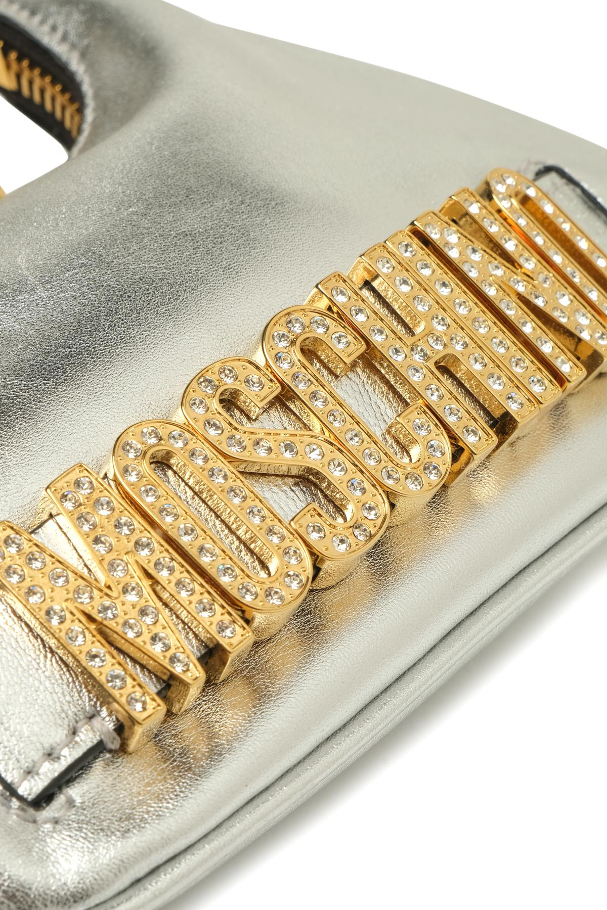 MoschinoMetalik Gümüş Zincir Askılı Omuz Çantası