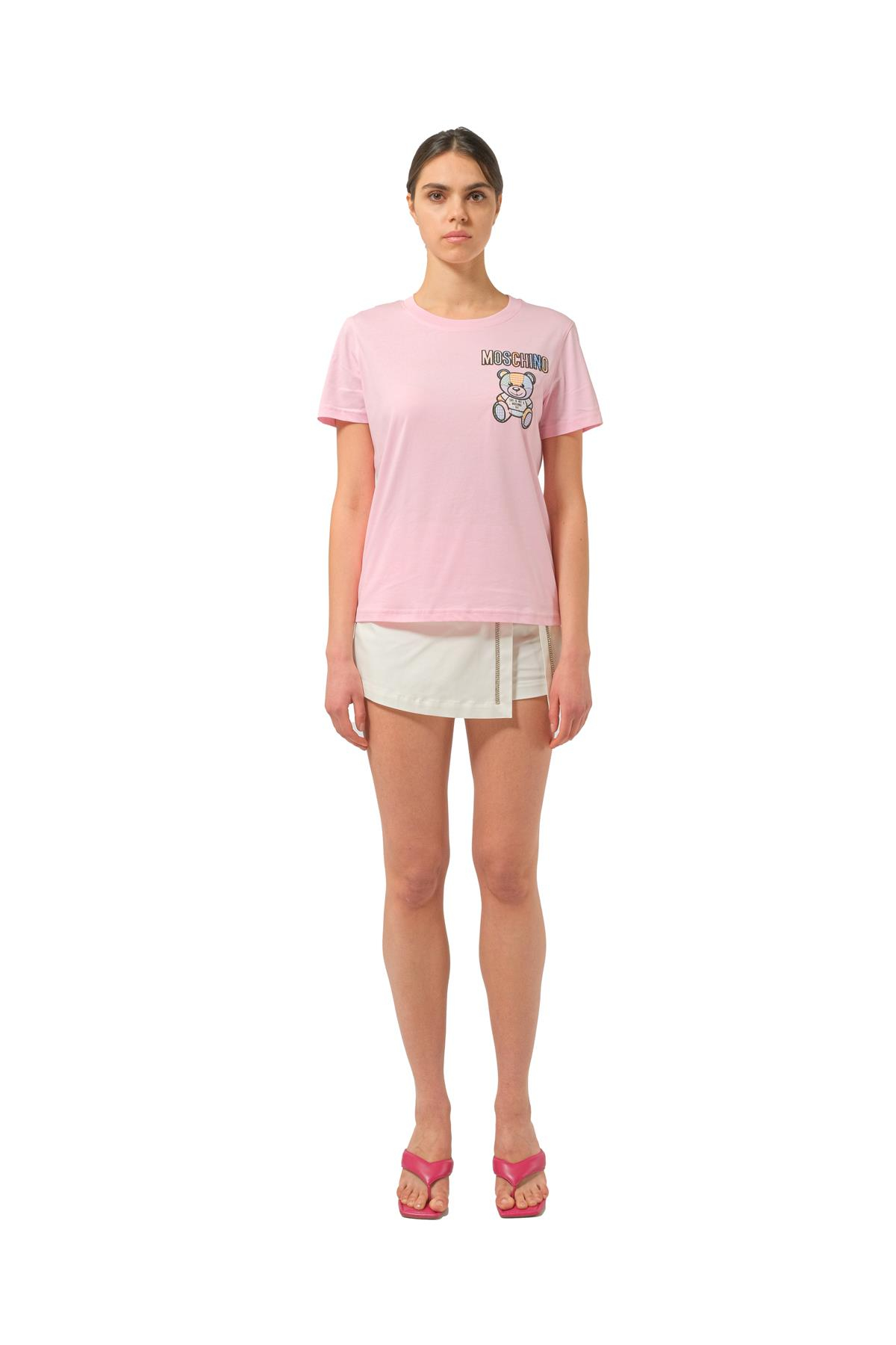 MoschinoPembe Bisiklet Yaka Kadın T-shirt