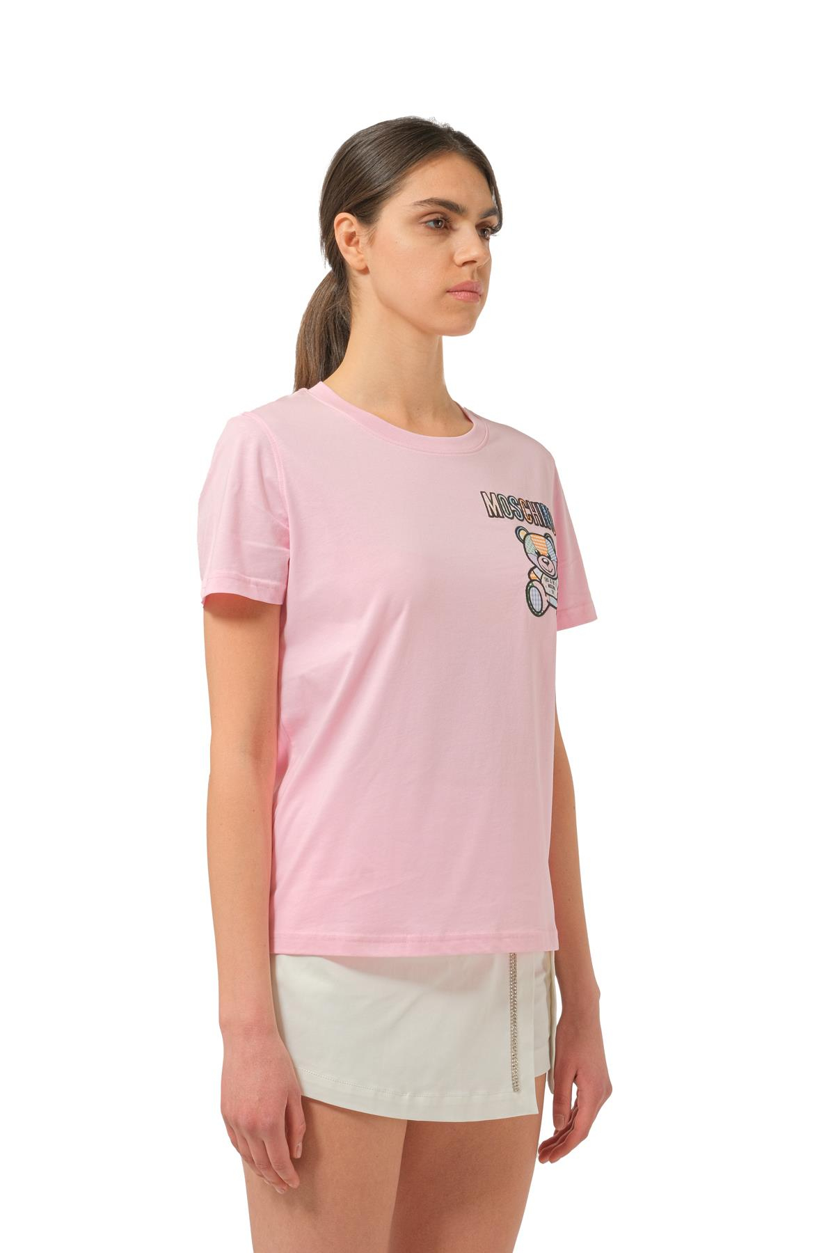 MoschinoPembe Bisiklet Yaka Kadın T-shirt