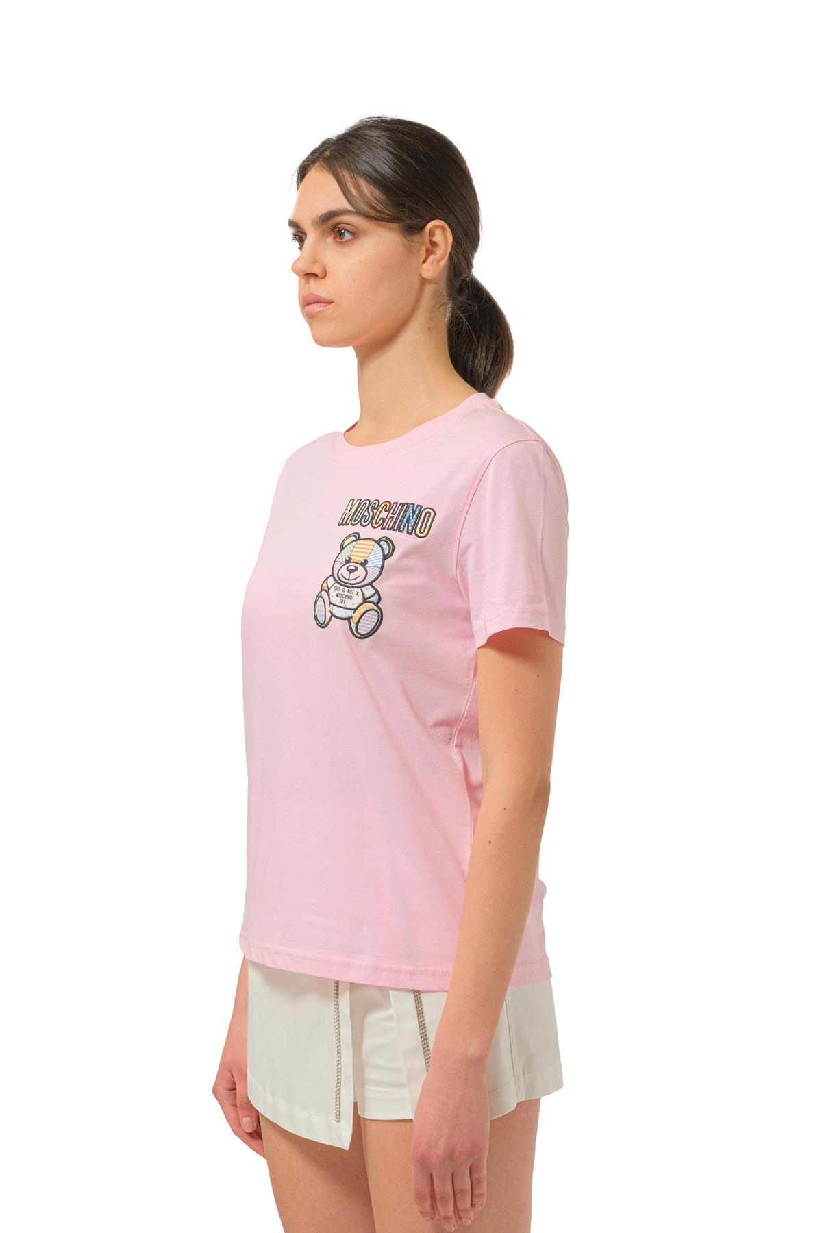 MoschinoPembe Bisiklet Yaka Kadın T-shirt