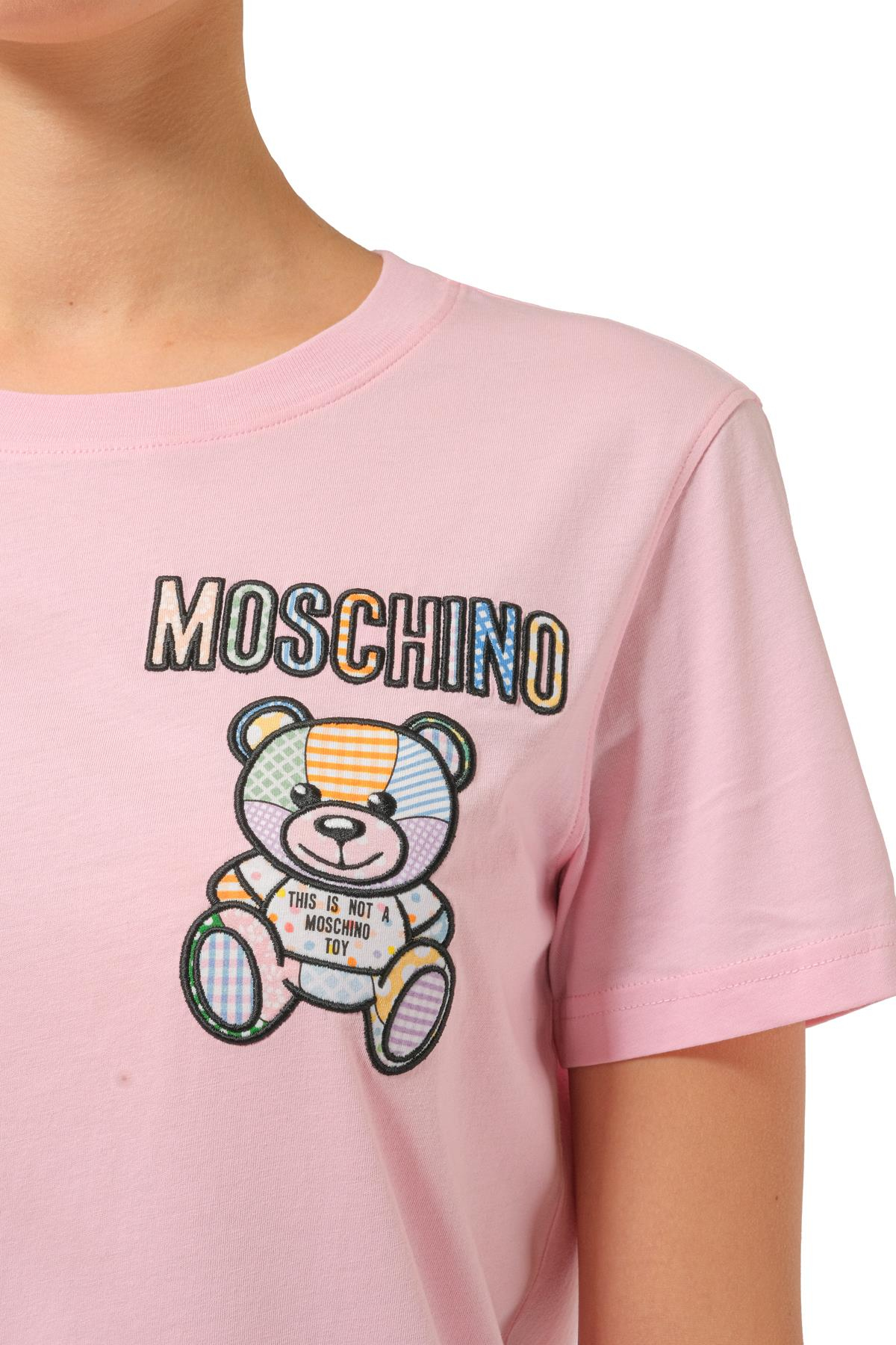 MoschinoPembe Bisiklet Yaka Kadın T-shirt