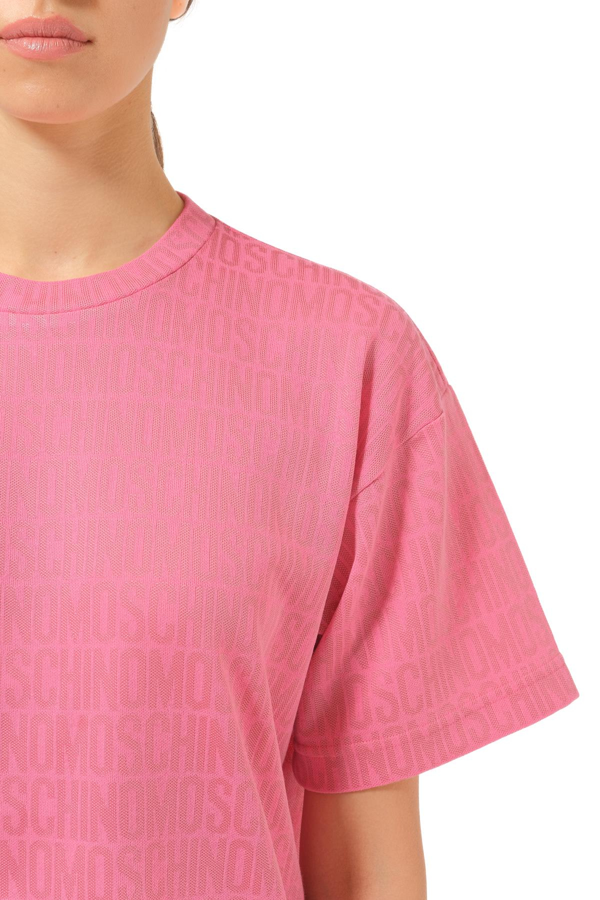 MoschinoPembe Logo Kadın Oversize T-shirt