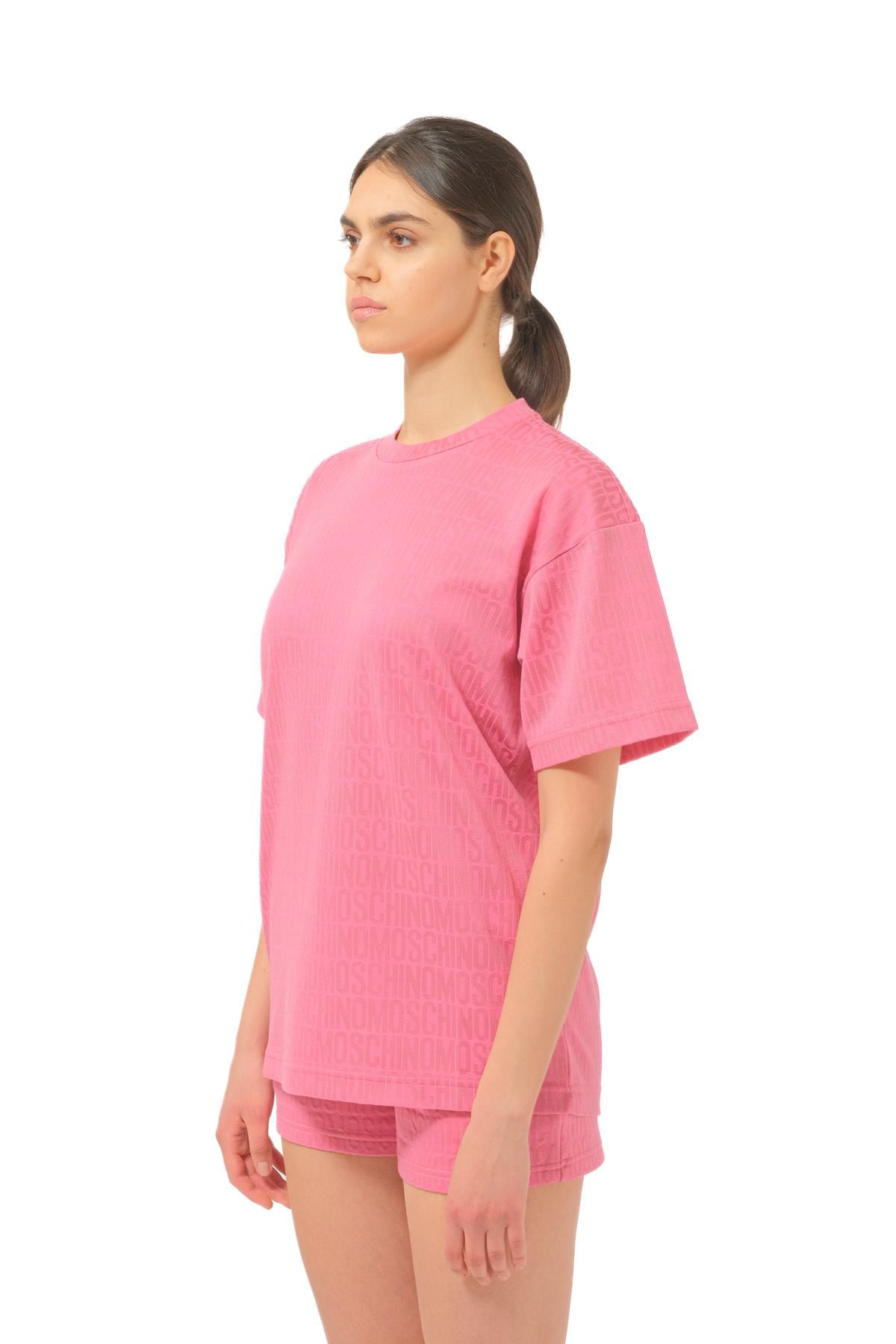 MoschinoPembe Logo Kadın Oversize T-shirt