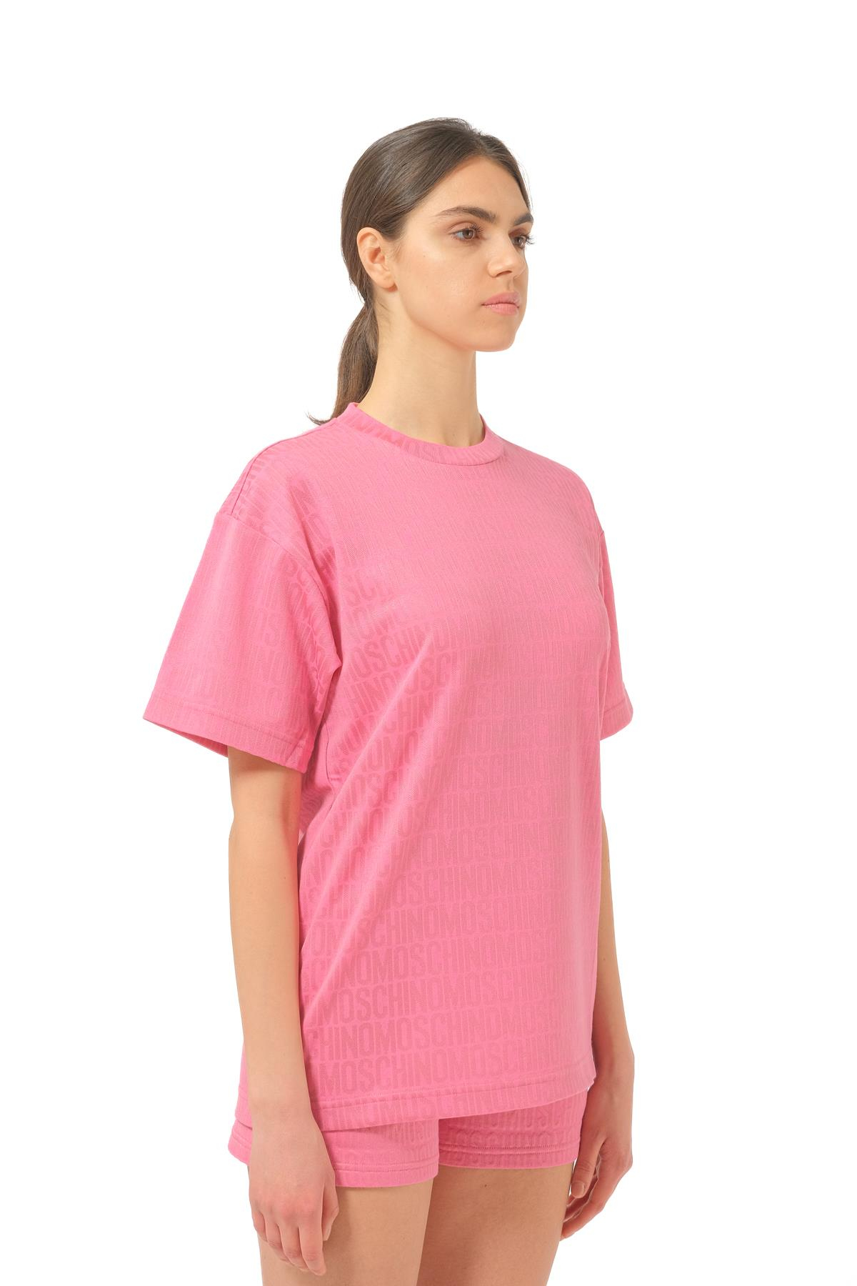 MoschinoPembe Logo Kadın Oversize T-shirt
