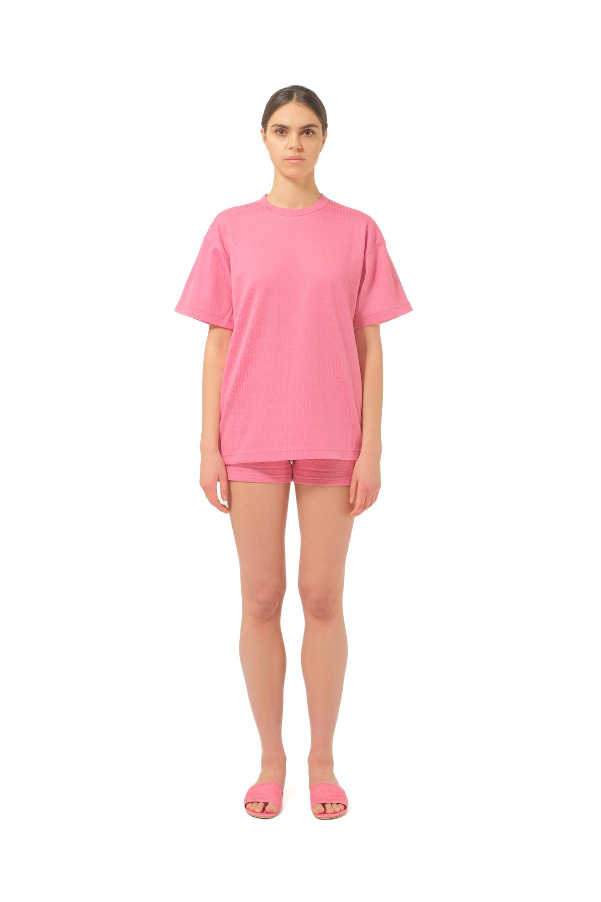 MoschinoPembe Logo Kadın Oversize T-shirt