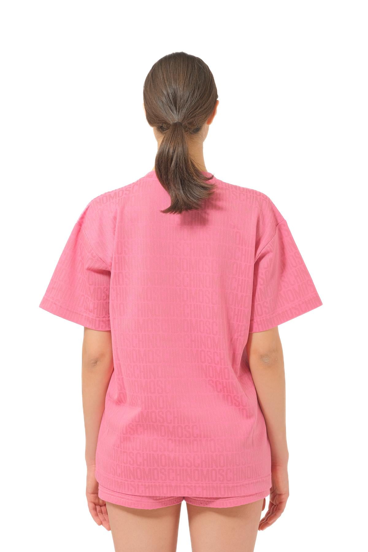 MoschinoPembe Logo Kadın Oversize T-shirt