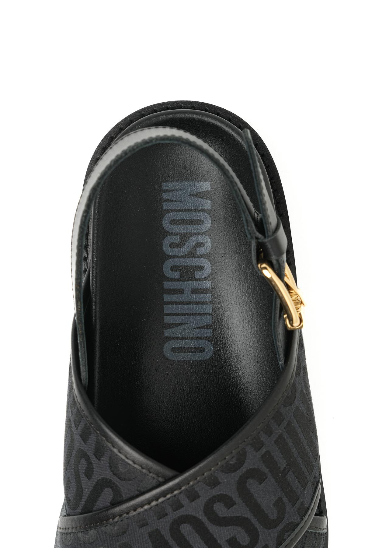 MoschinoSiyah Logo Erkek Sandalet