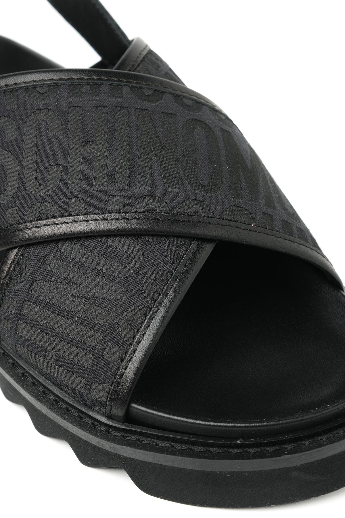 MoschinoSiyah Logo Erkek Sandalet