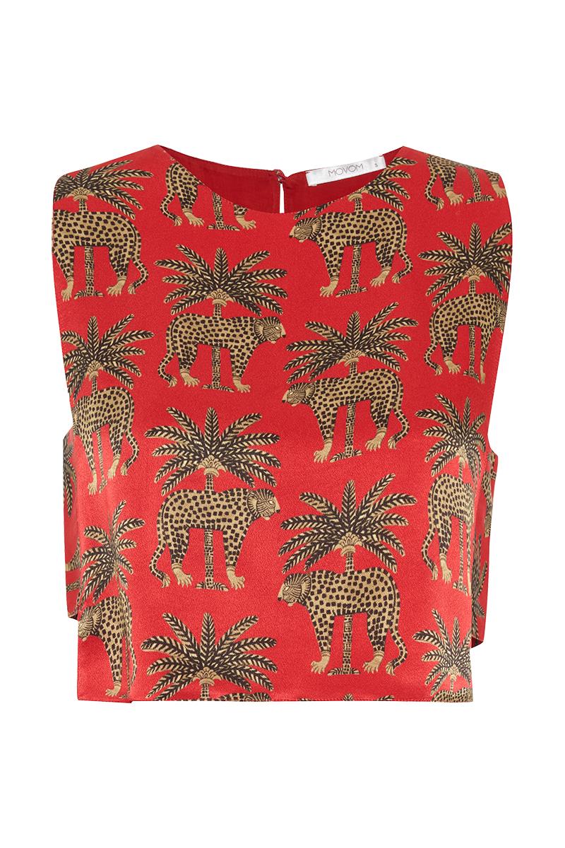 MovomLeopar Desenli Halter Yaka Üst