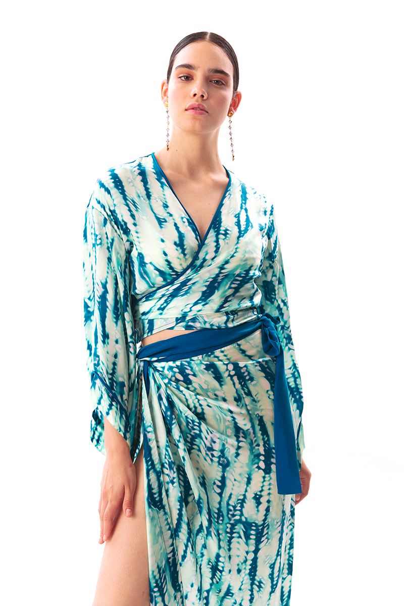 MovomTao Batik Desenli Kruvaze Bluz