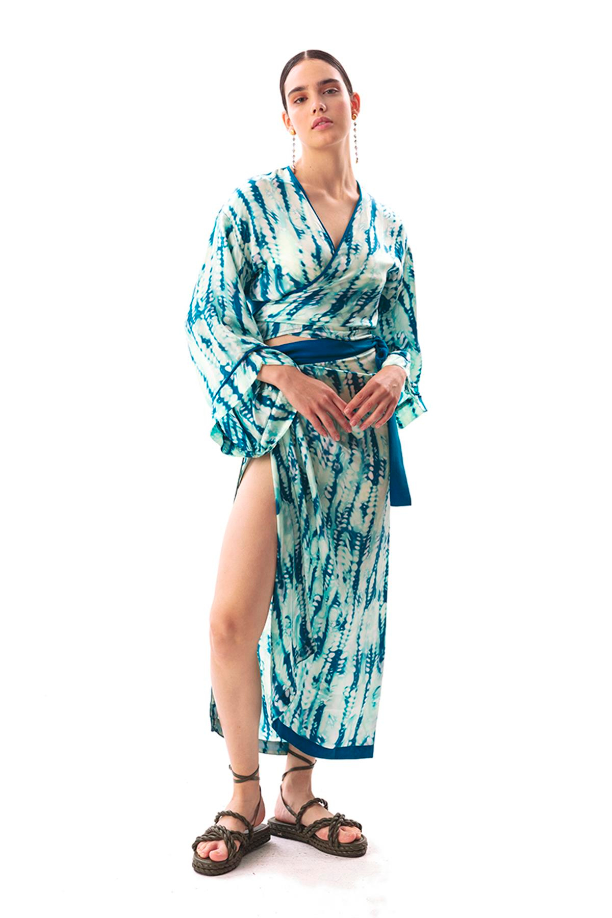 MovomTao Batik Desenli Kruvaze Bluz