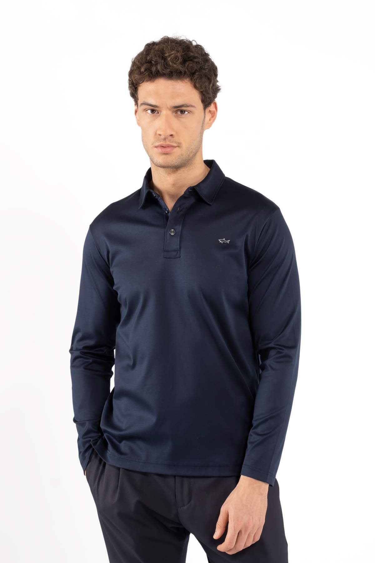 Paul & SharkPolo Yaka Lacivert Uzun Kollu T-shirt