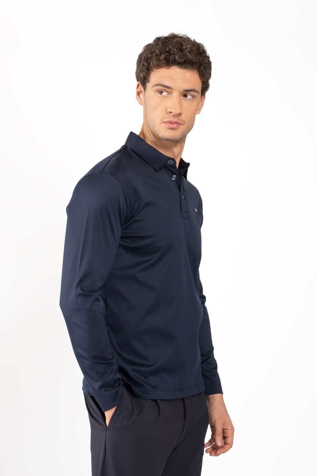 Paul & SharkPolo Yaka Lacivert Uzun Kollu T-shirt