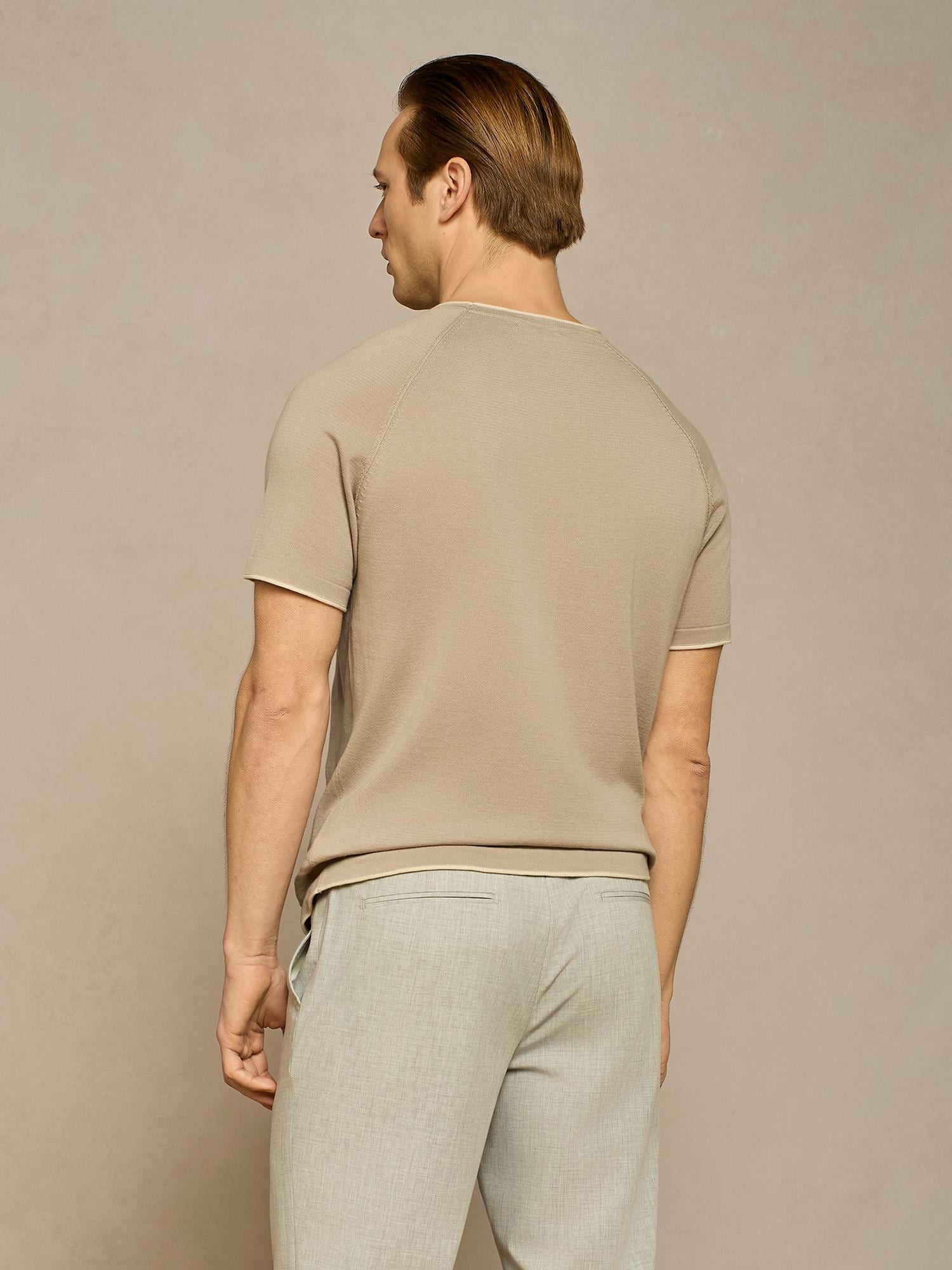 Paul TaylorBisiklet Yaka Bej Pamuk T-shirt