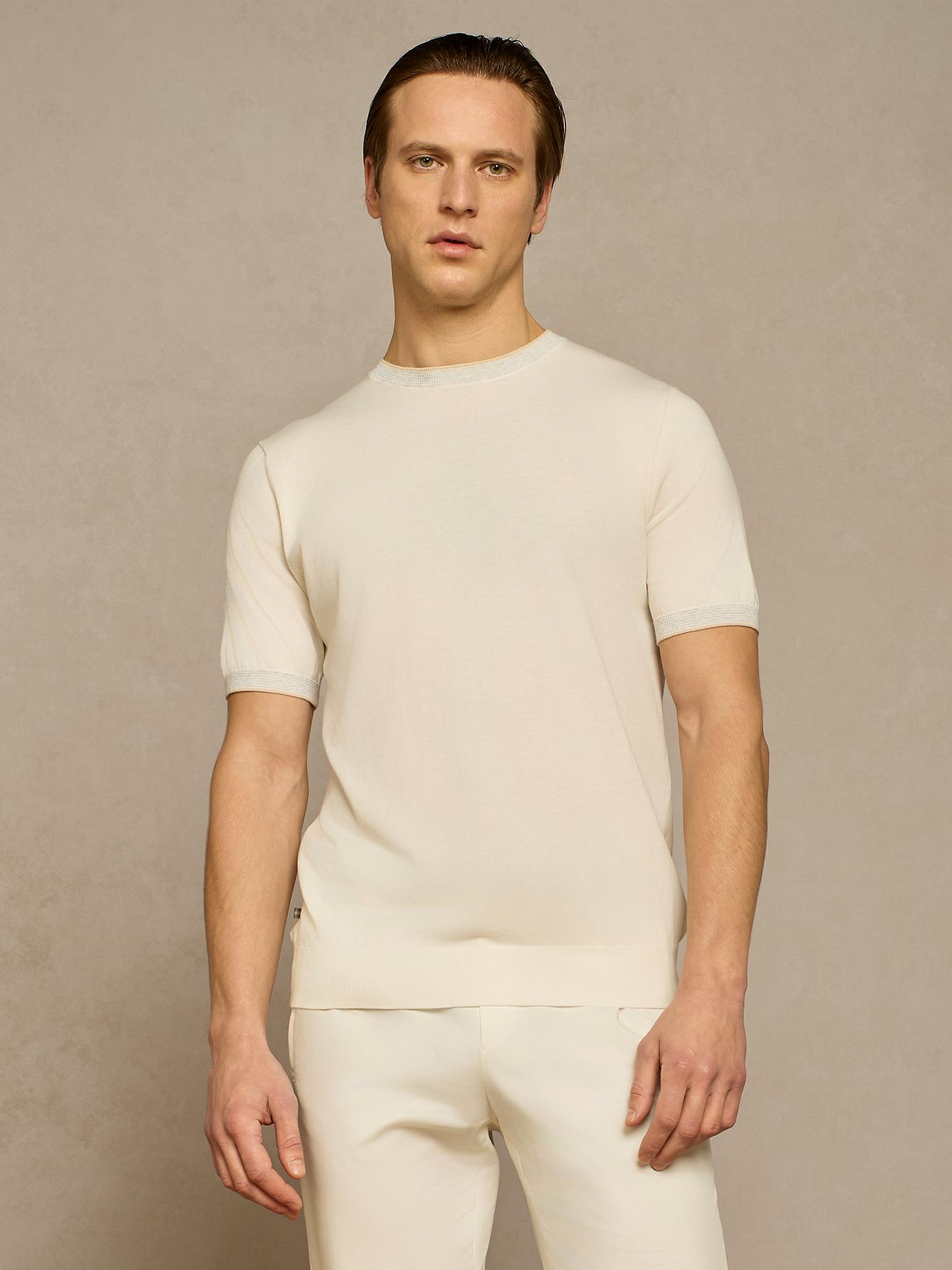 Paul TaylorBisiklet Yaka Beyaz Pamuk T-shirt