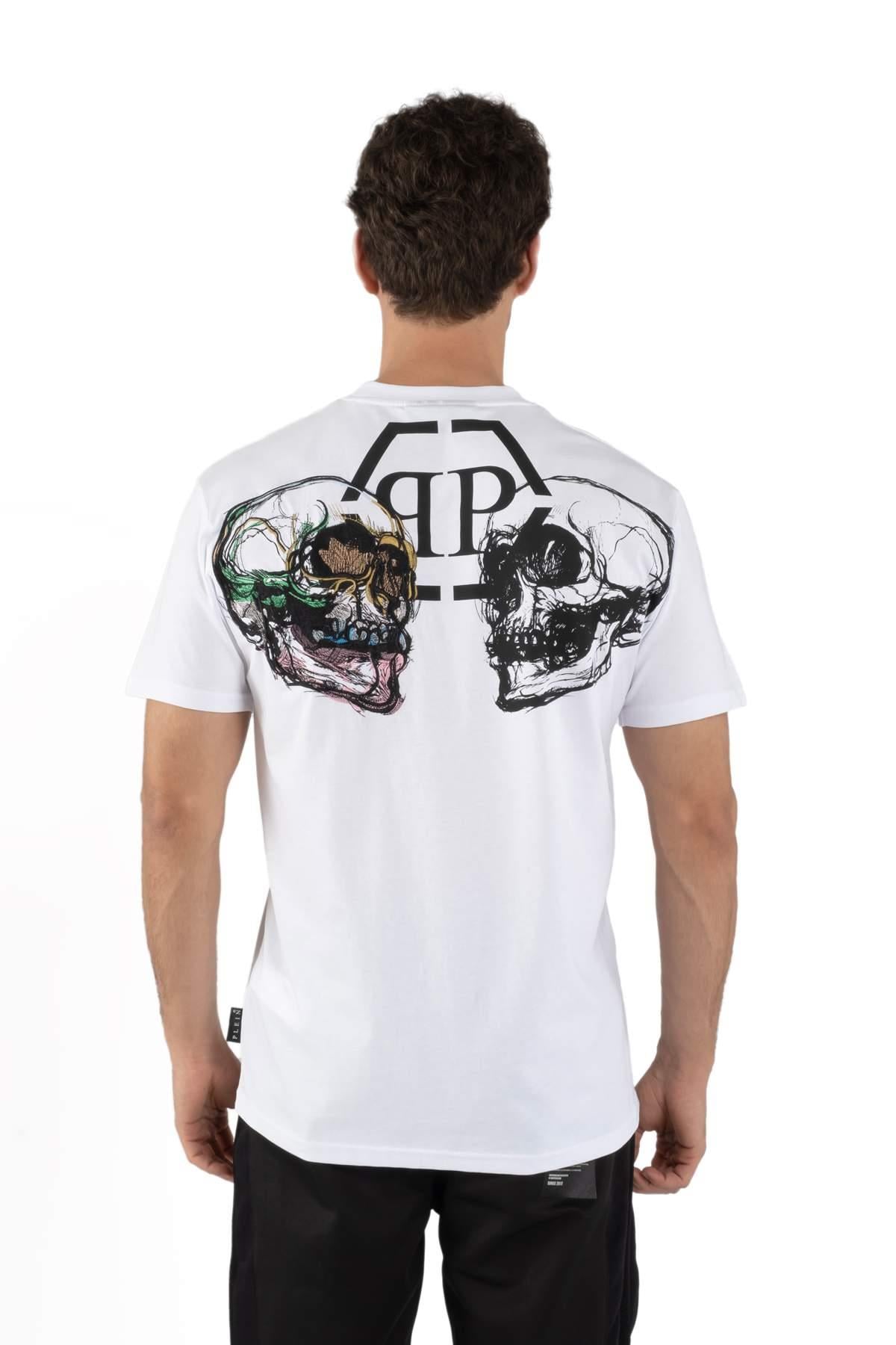Philipp PleinArkası Kurufaka Figürlü Beyaz T-shirt