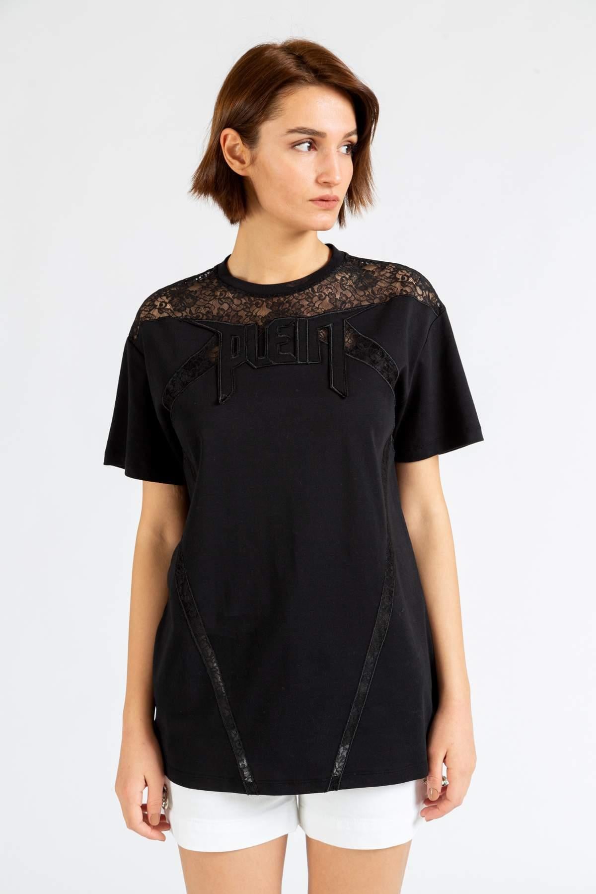 Philipp PleinPHILIPP PLEIN Logo İşlemeli Dantelli Koton T-Shirt