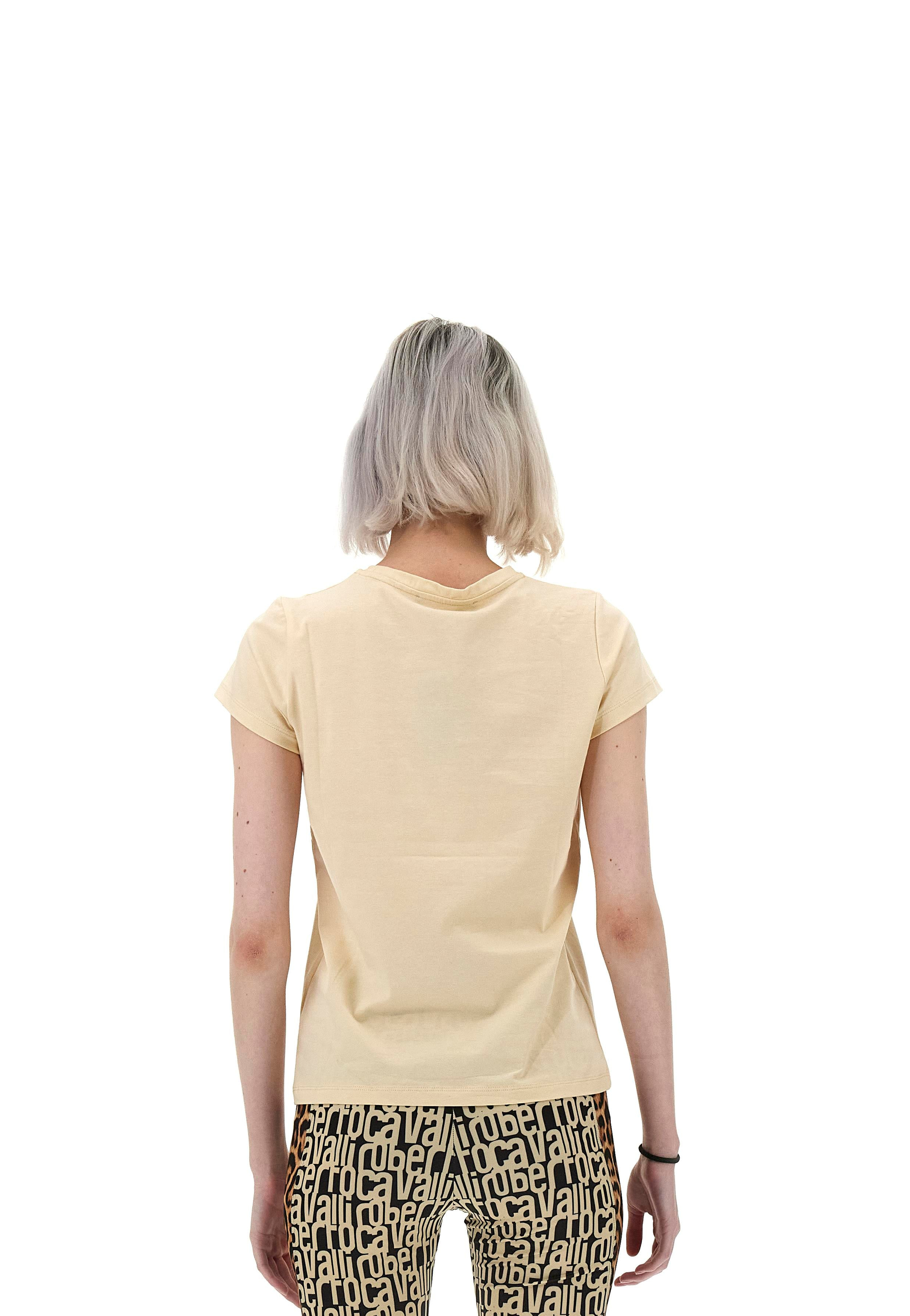 Roberto CavalliEkru Bisiklet Yaka Kadın T-shirt