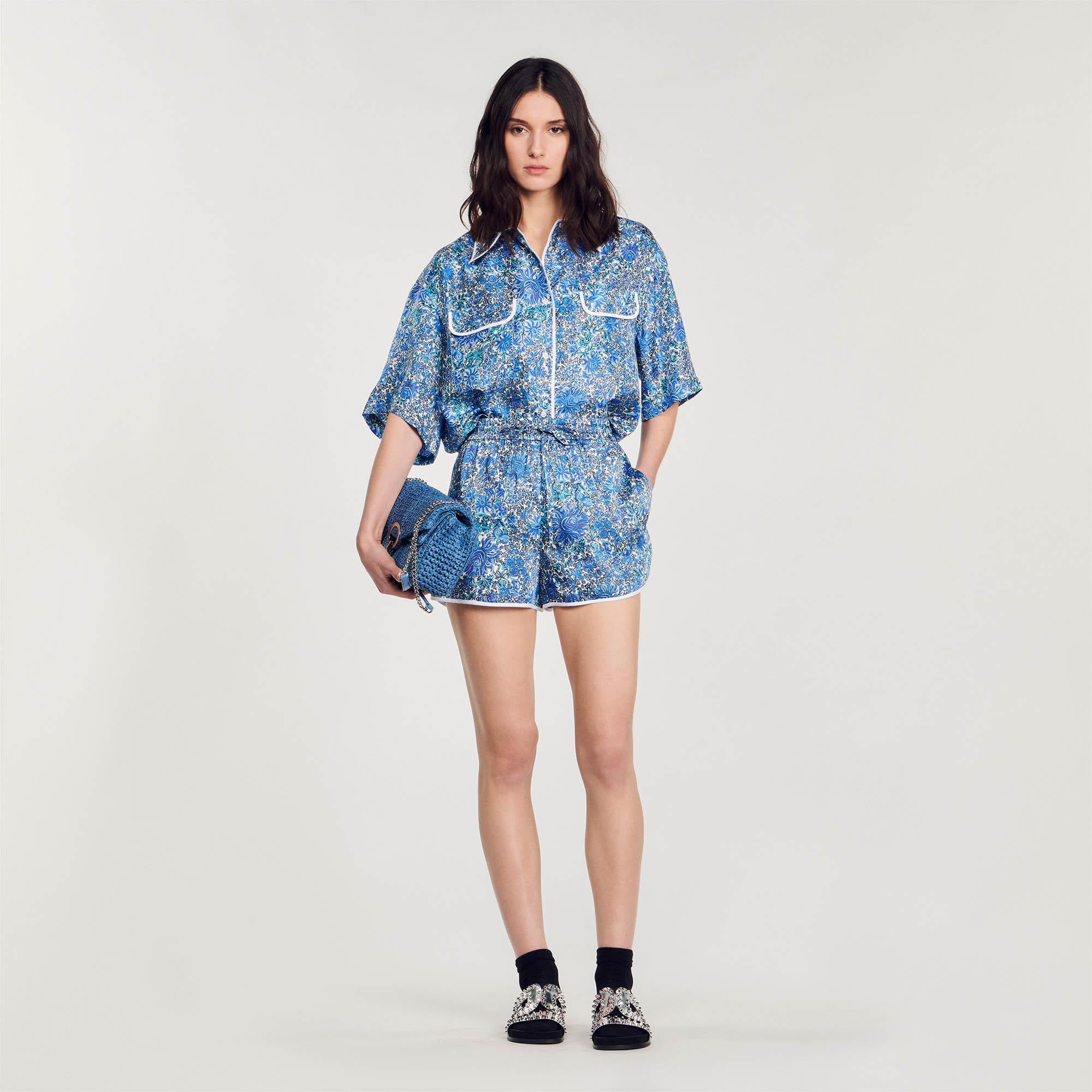 SANDROBelden Bağlamalı Floral Desen Şort
